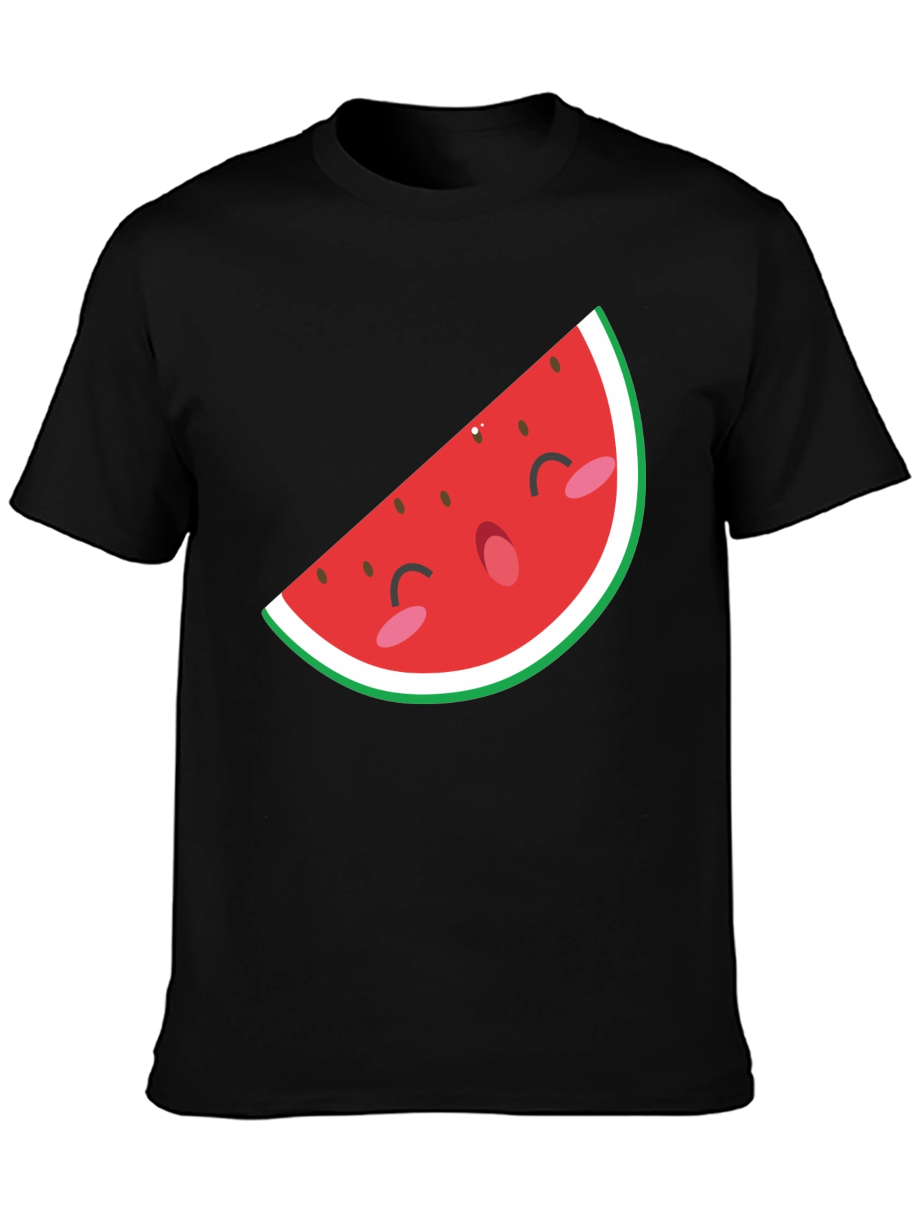 Mens Black T-Shirt with Cute Watermelon Graphic