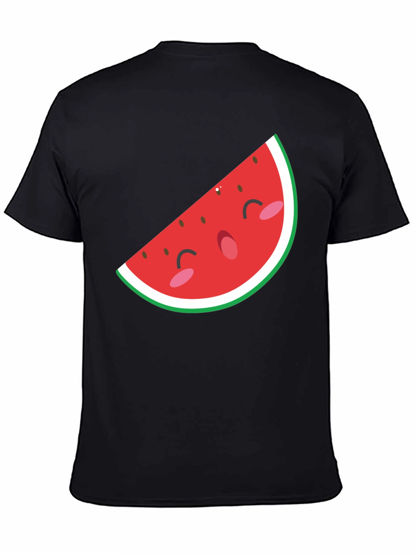 Mens Black T-Shirt with Cute Watermelon Graphic