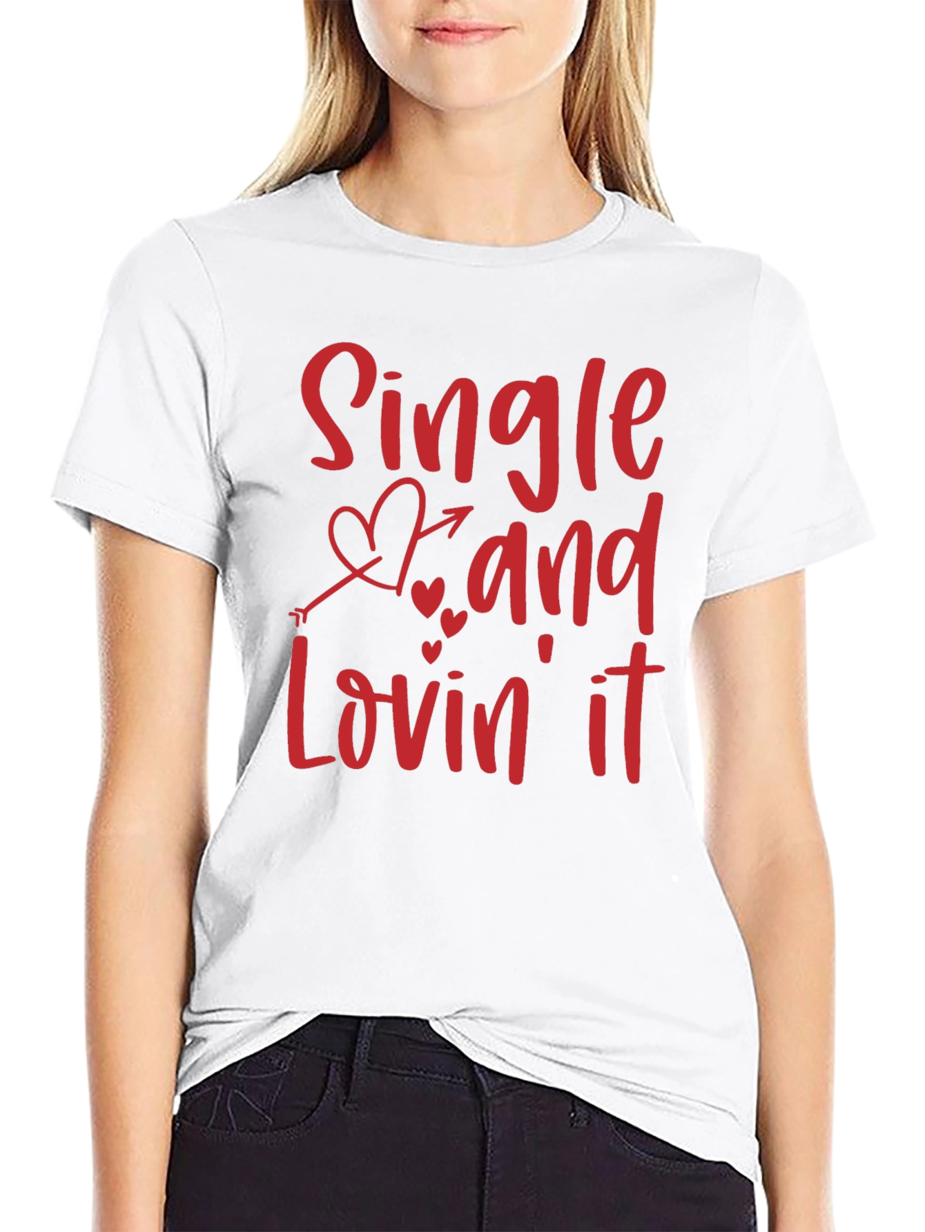 Single and Lovin It Valentines Day Graphic T-Shirt