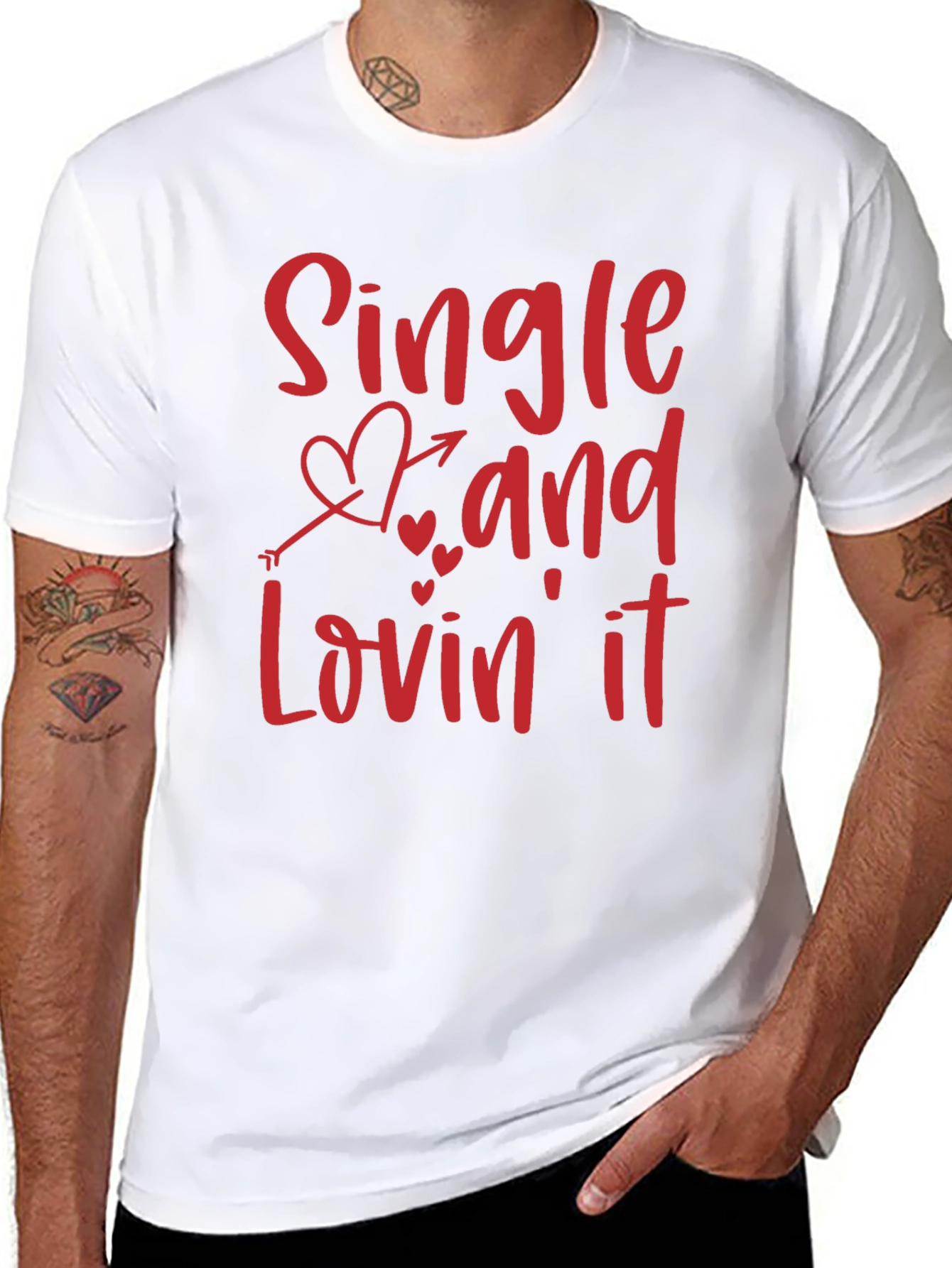 Single and Lovin It Valentines Day Graphic T-Shirt