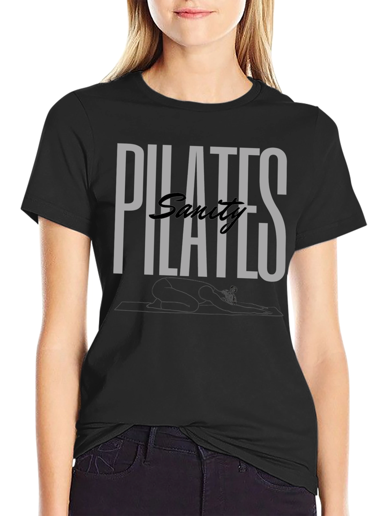 Pilates Sanity Black Graphic T-Shirt