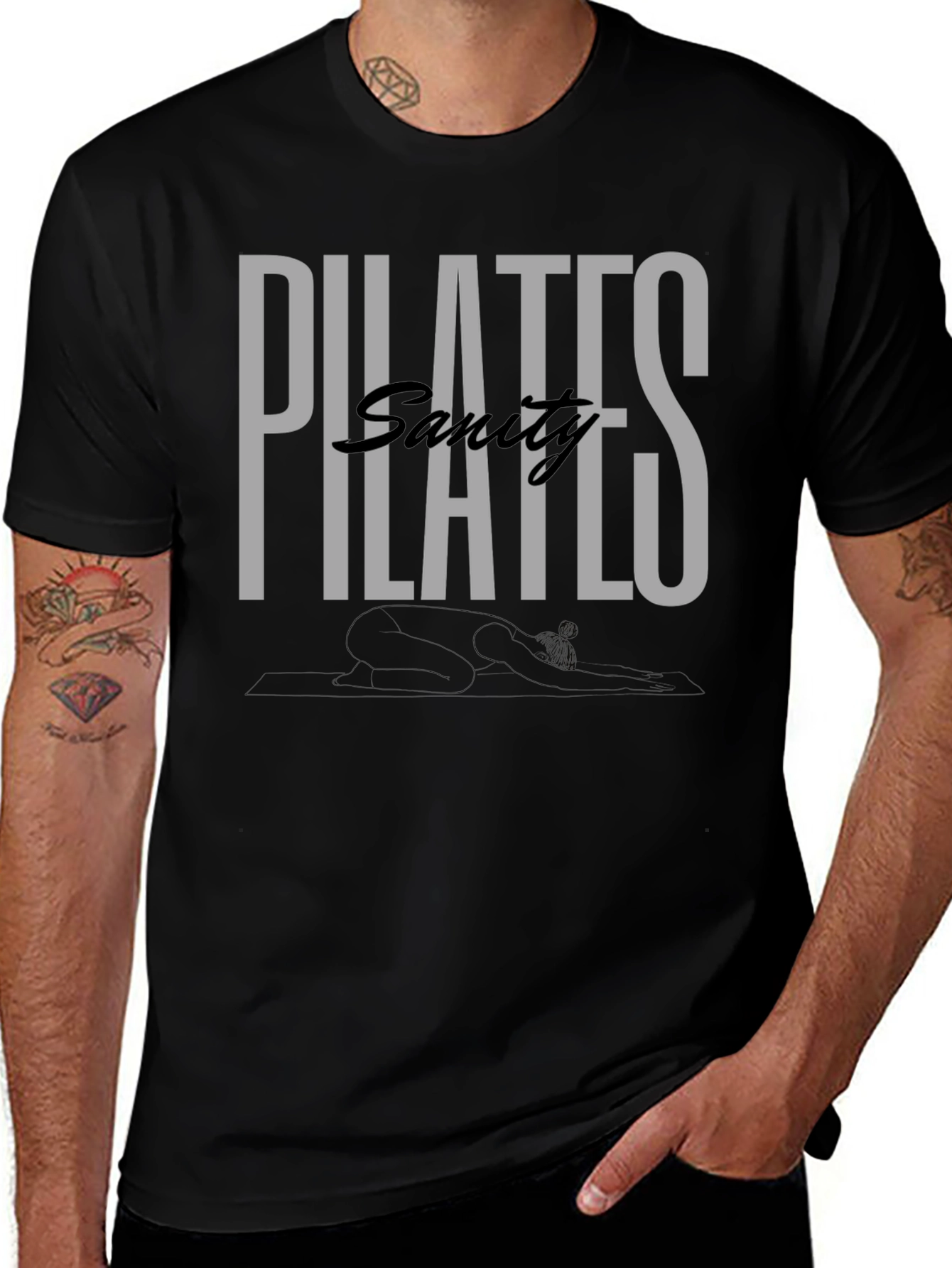 Pilates Sanity Black Graphic T-Shirt