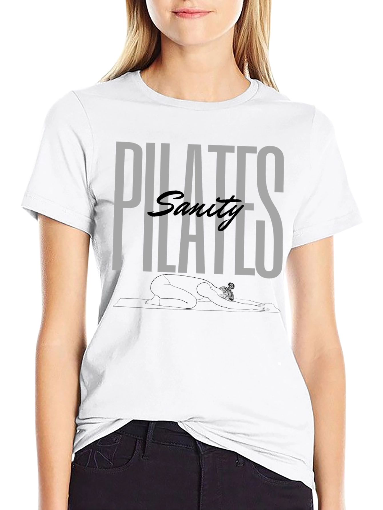 Pilates Sanity Black Graphic T-Shirt