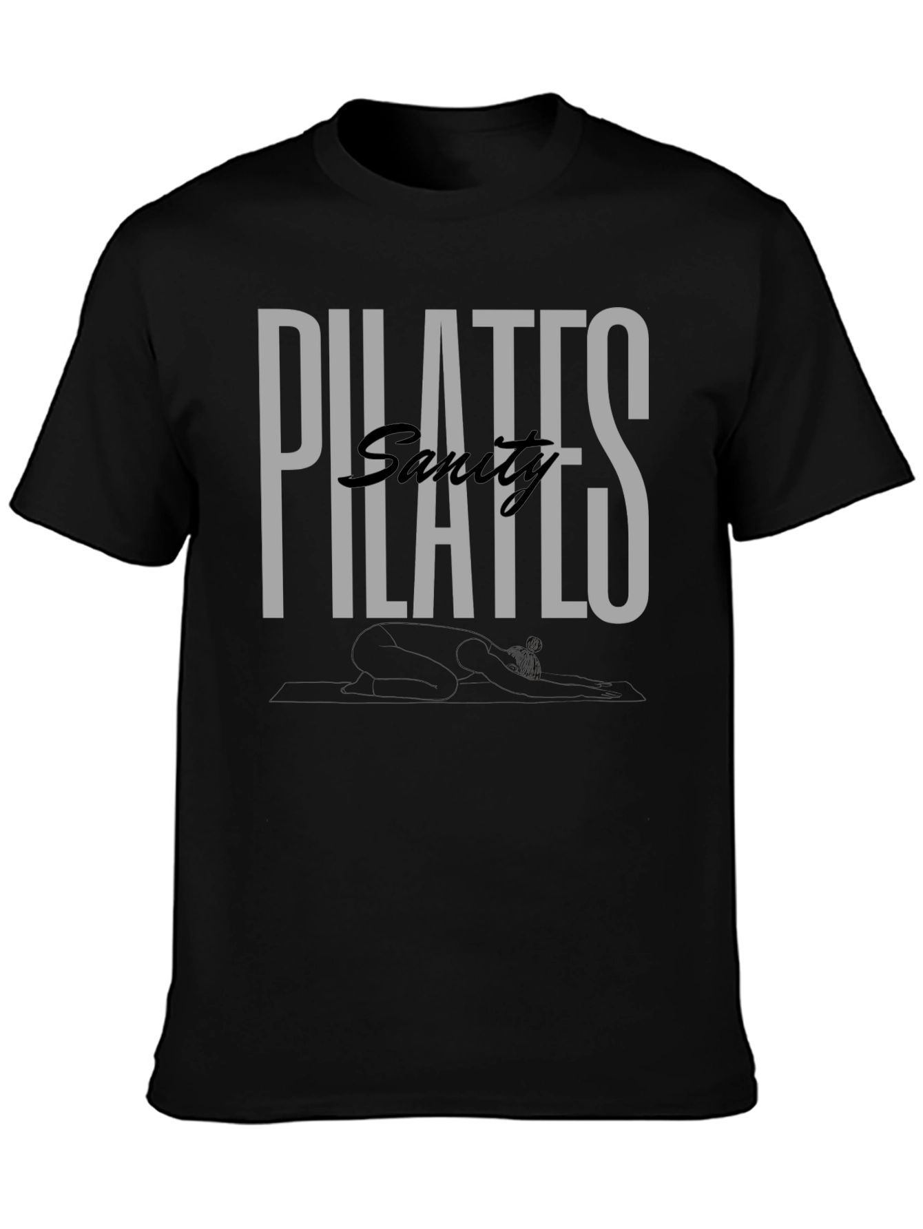 Pilates Sanity Black Graphic T-Shirt