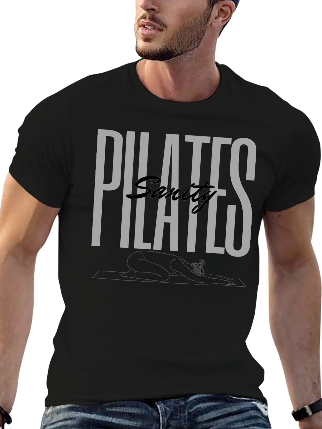 Pilates Sanity Black Graphic T-Shirt