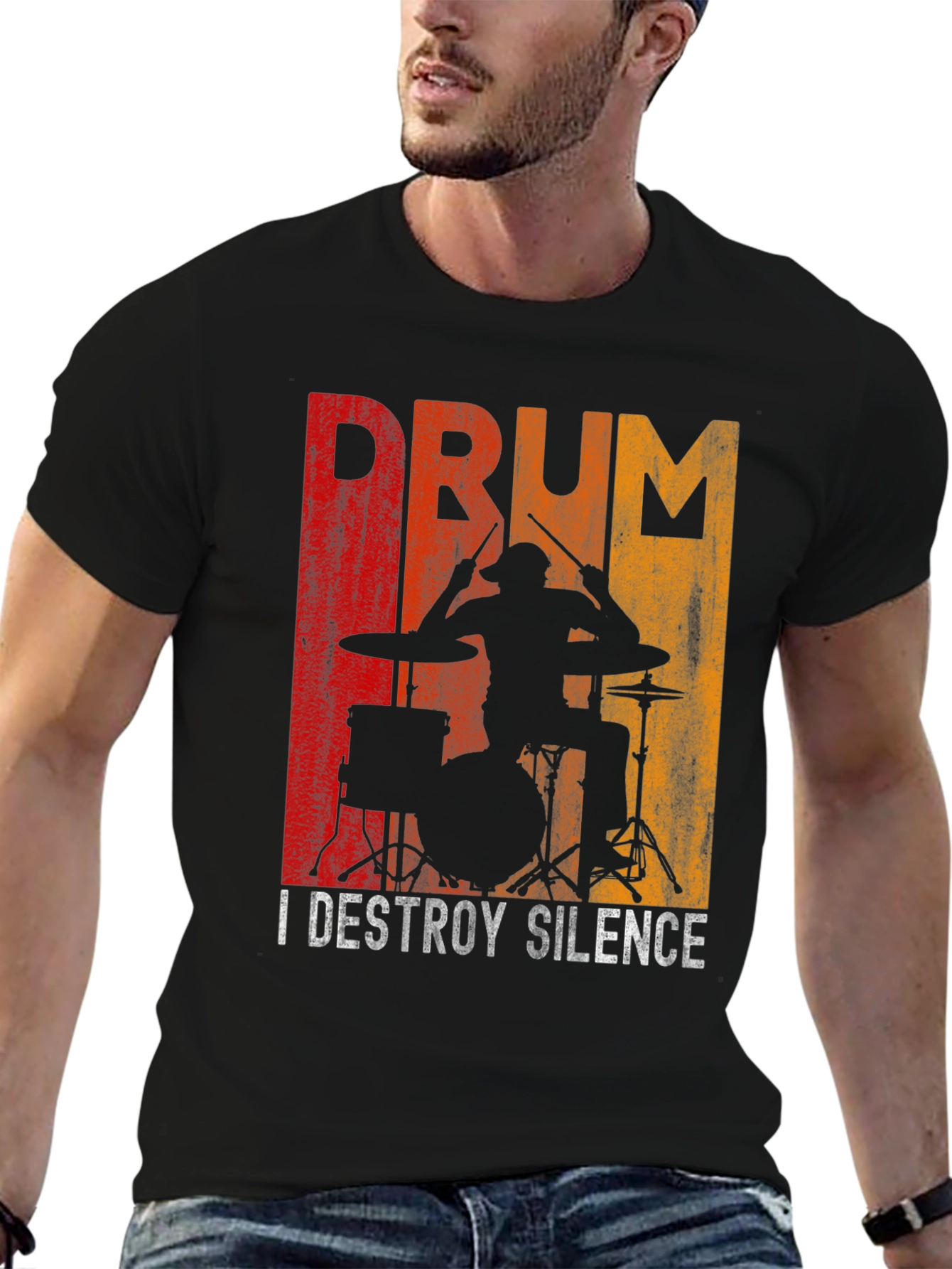 Drummer Destroy Silence Graphic T-Shirt