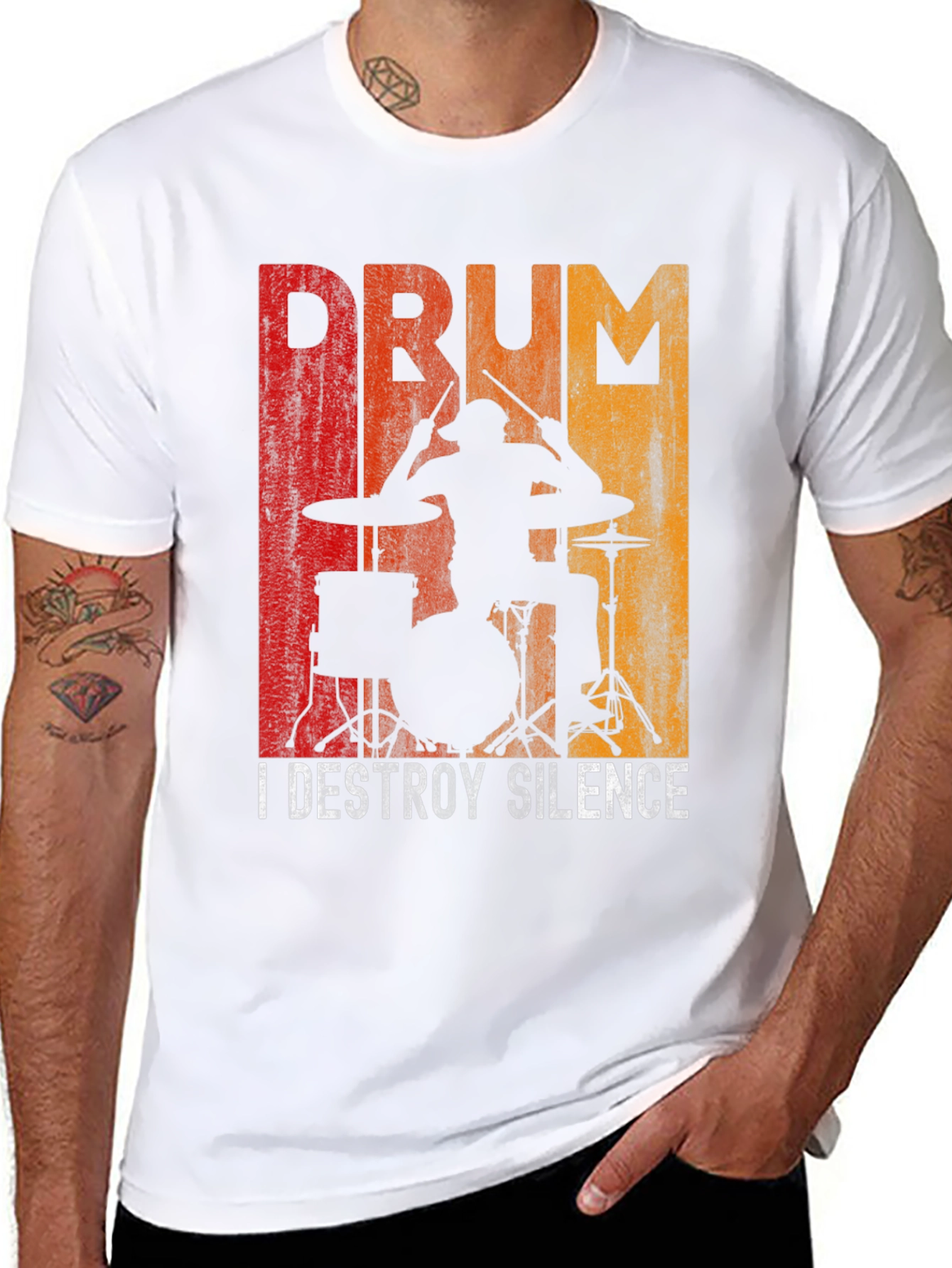 Drummer Destroy Silence Graphic T-Shirt