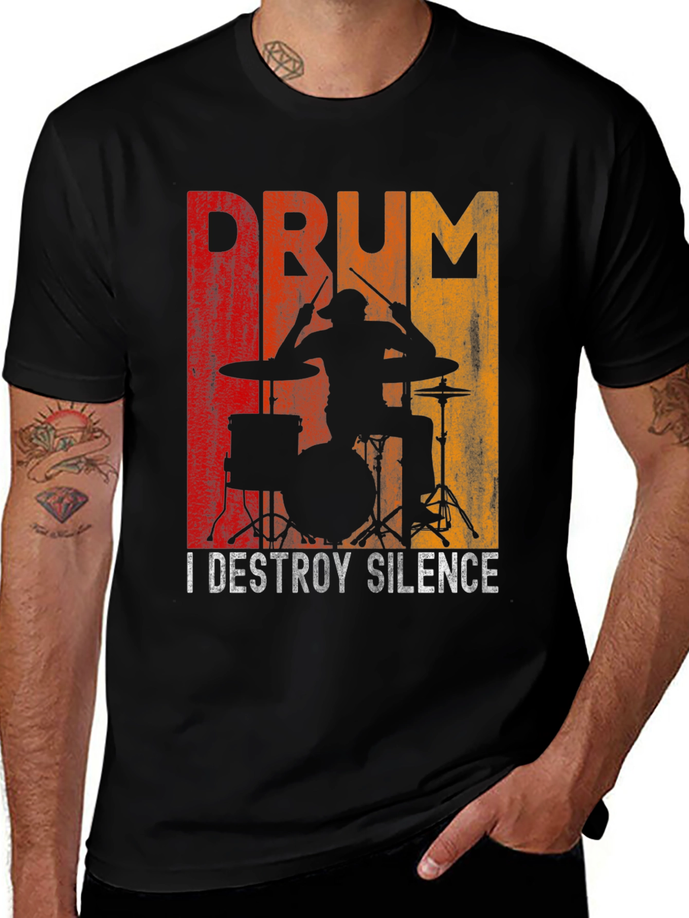 Drummer Destroy Silence Graphic T-Shirt