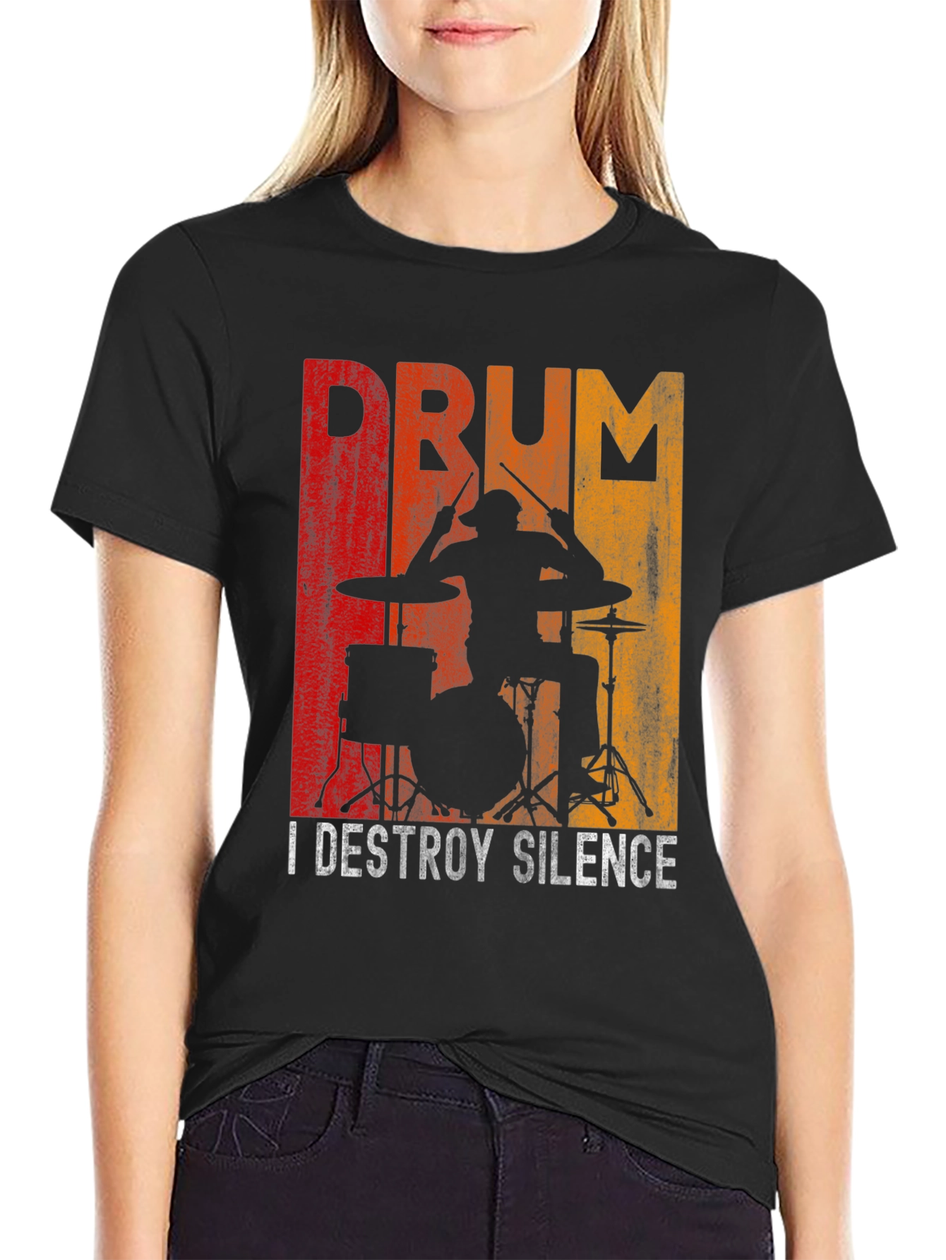 Drummer Destroy Silence Graphic T-Shirt