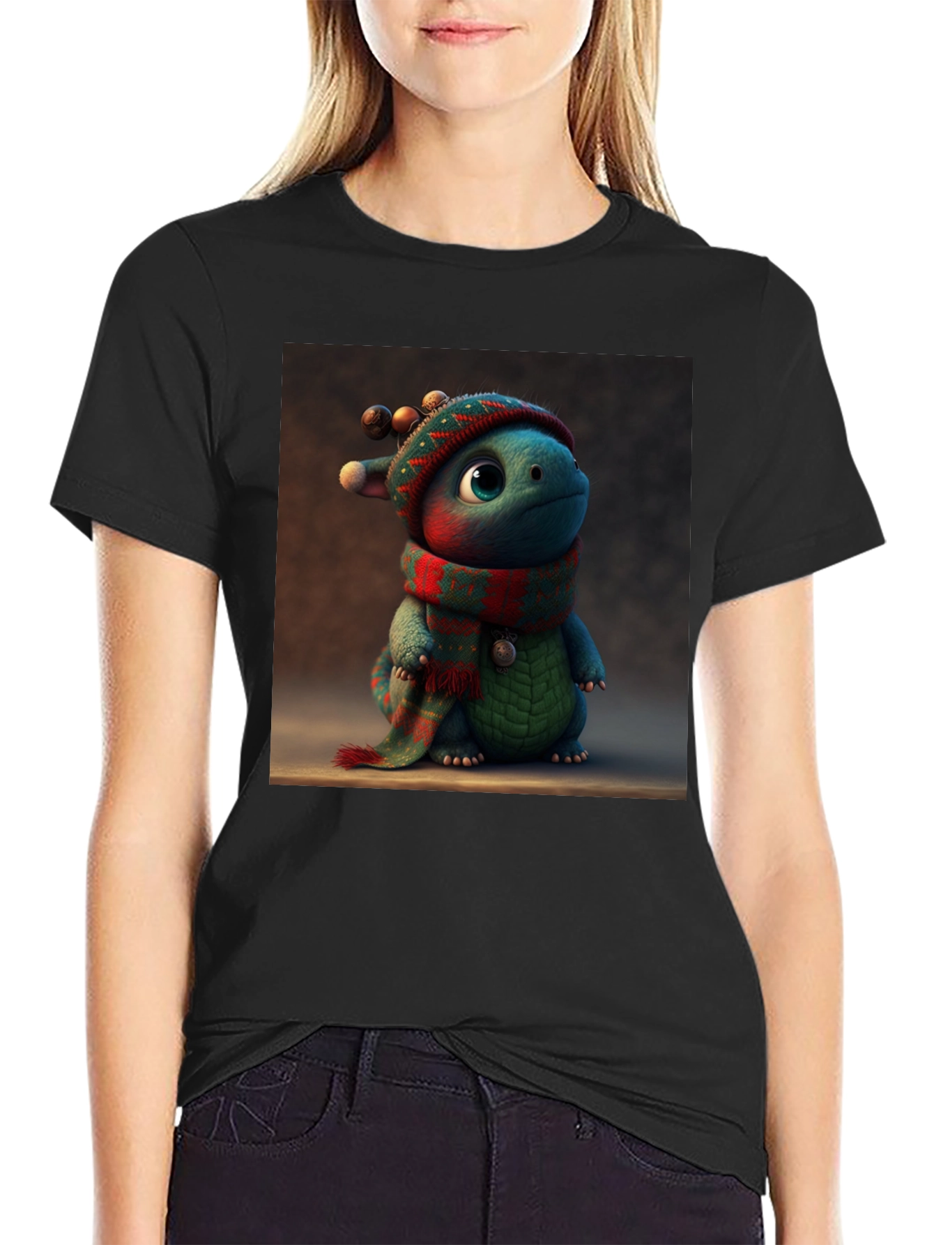 Festive Dino Tee: Cute Holiday Dragon Shirt