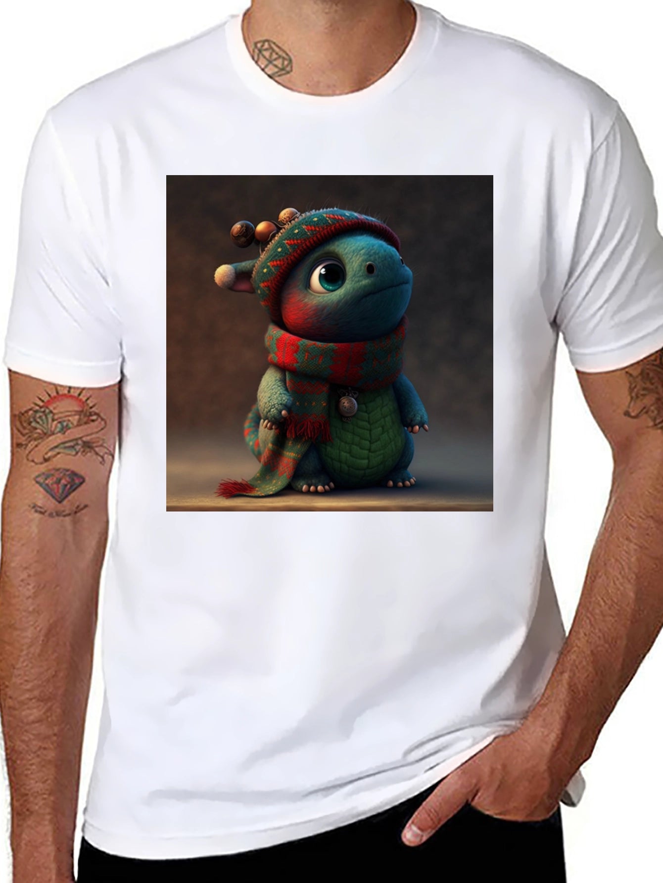 Festive Dino Tee: Cute Holiday Dragon Shirt