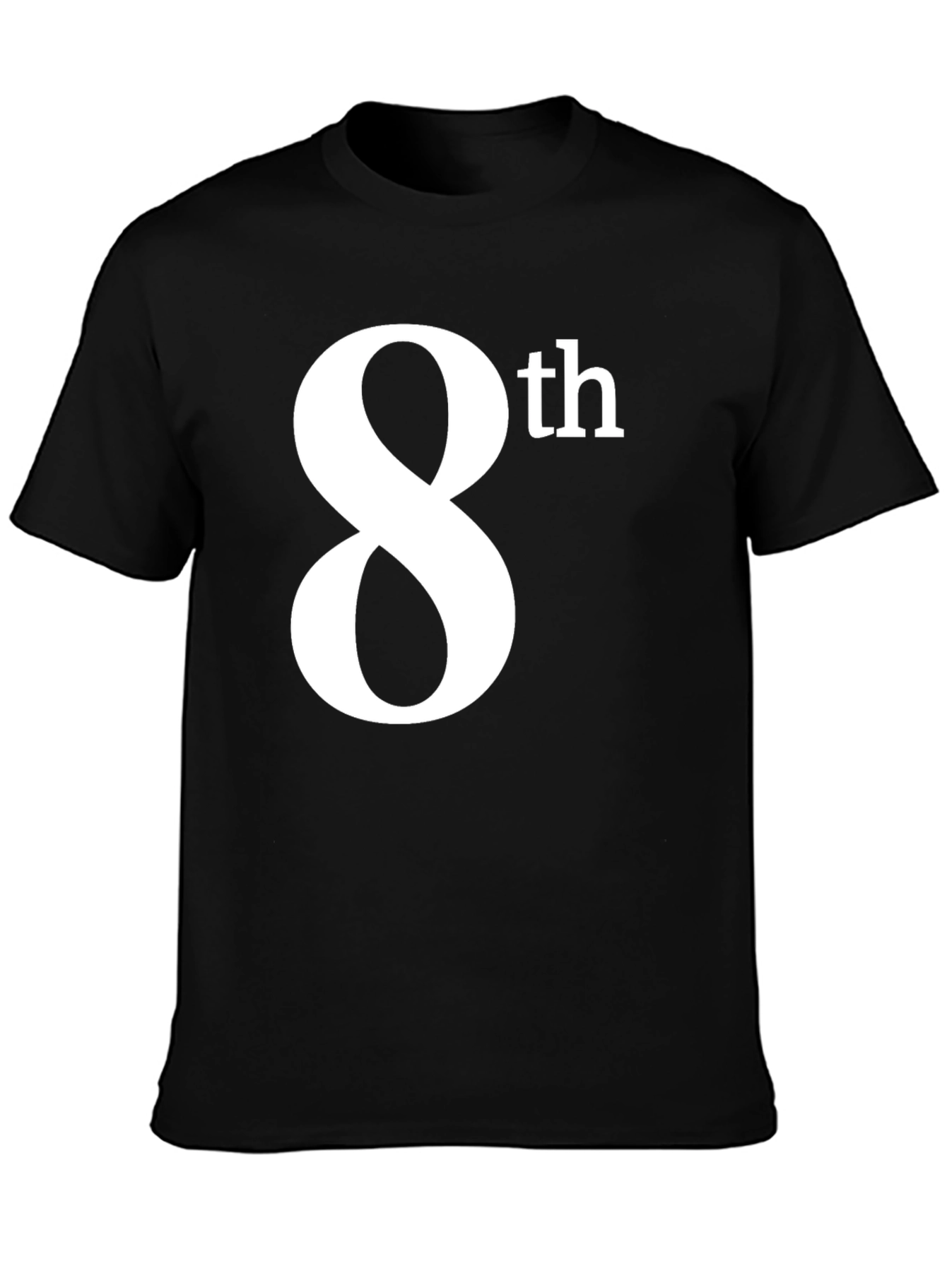 8th T-Shirt - Black Cotton Graphic Tee