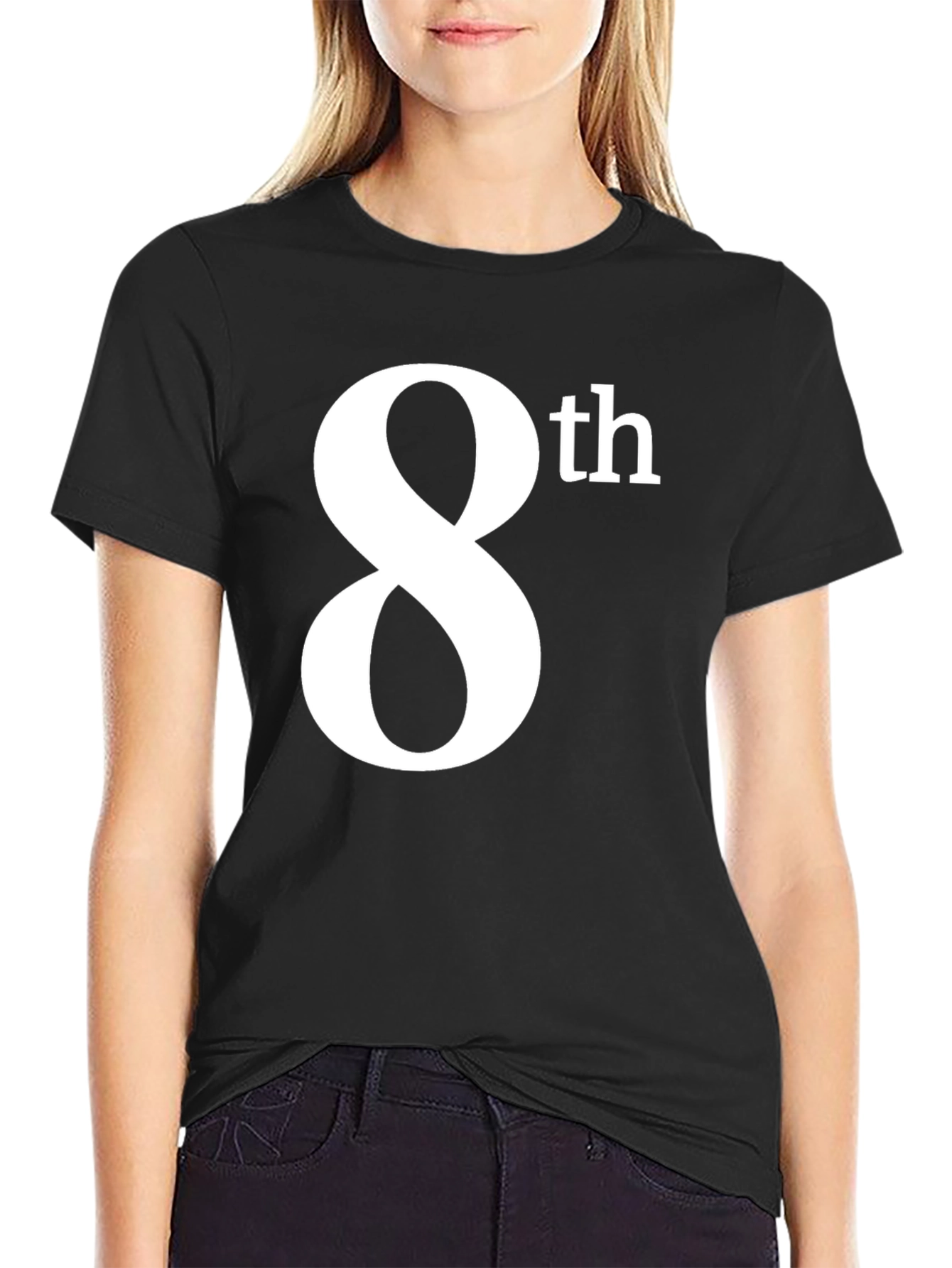 8th T-Shirt - Black Cotton Graphic Tee