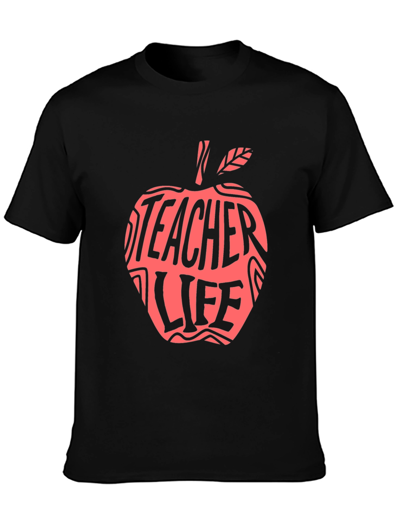 Teacher Life Apple Graphic Tee - Black