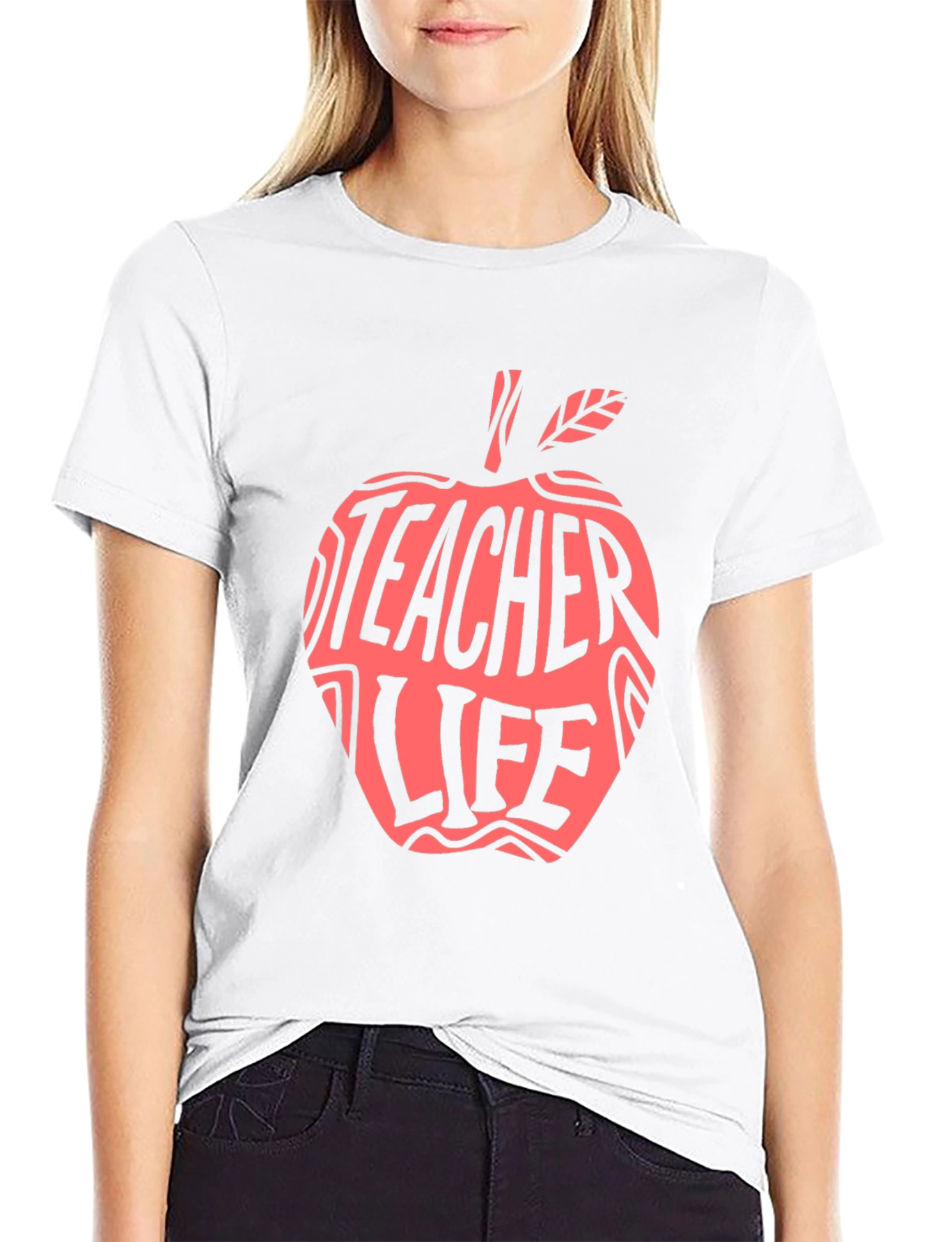 Teacher Life Apple Graphic Tee - Black