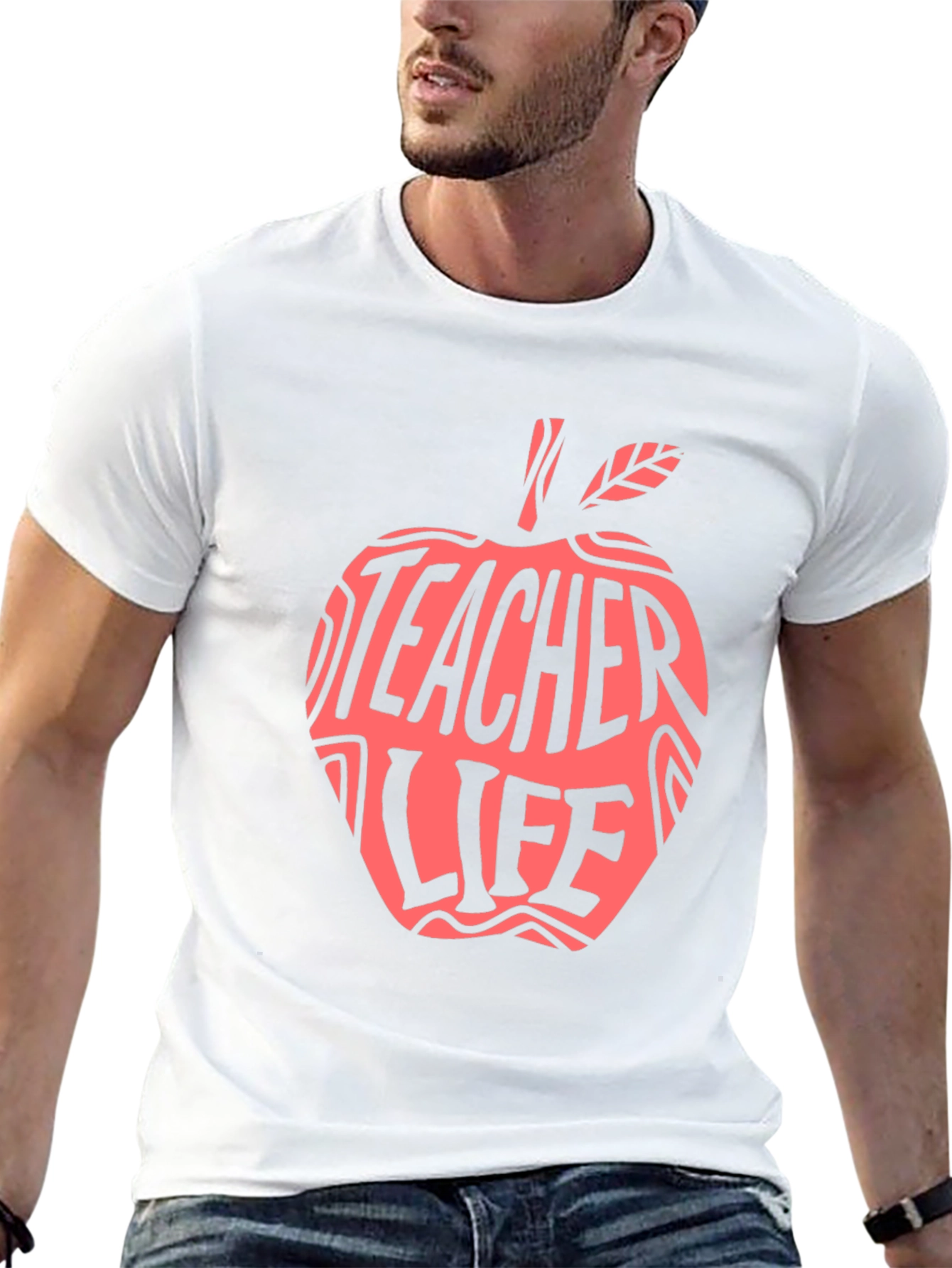 Teacher Life Apple Graphic Tee - Black