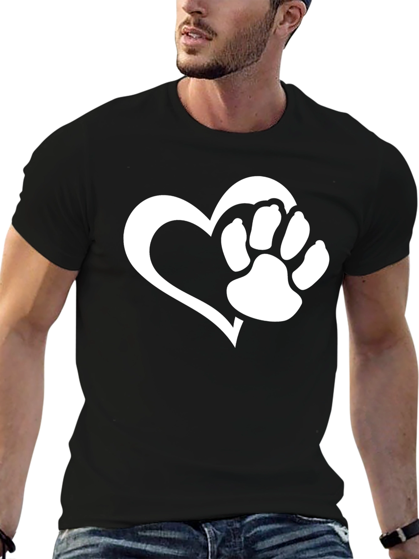 Dog Paw Heart T-Shirt - Black