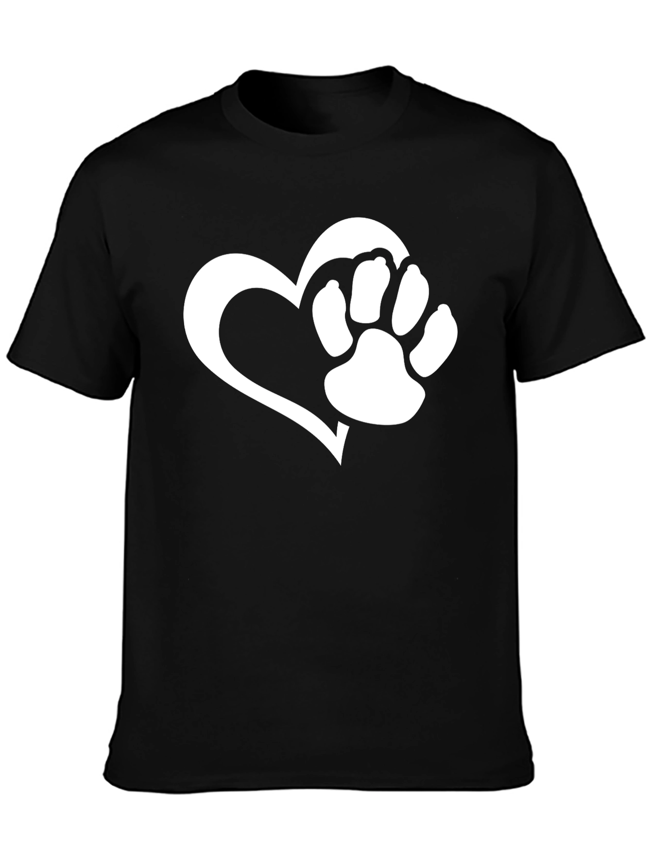 Dog Paw Heart T-Shirt - Black