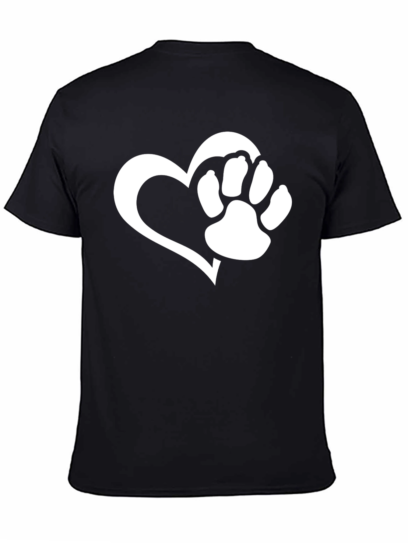 Dog Paw Heart T-Shirt - Black