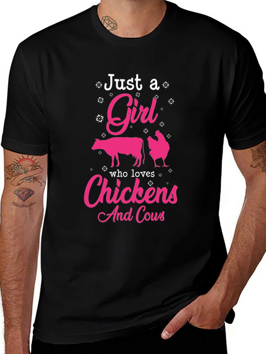 Just A Girl Who Loves Chickens And Cows T-Shirt