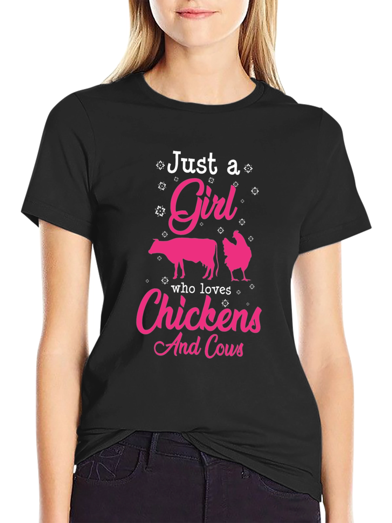 Just A Girl Who Loves Chickens And Cows T-Shirt