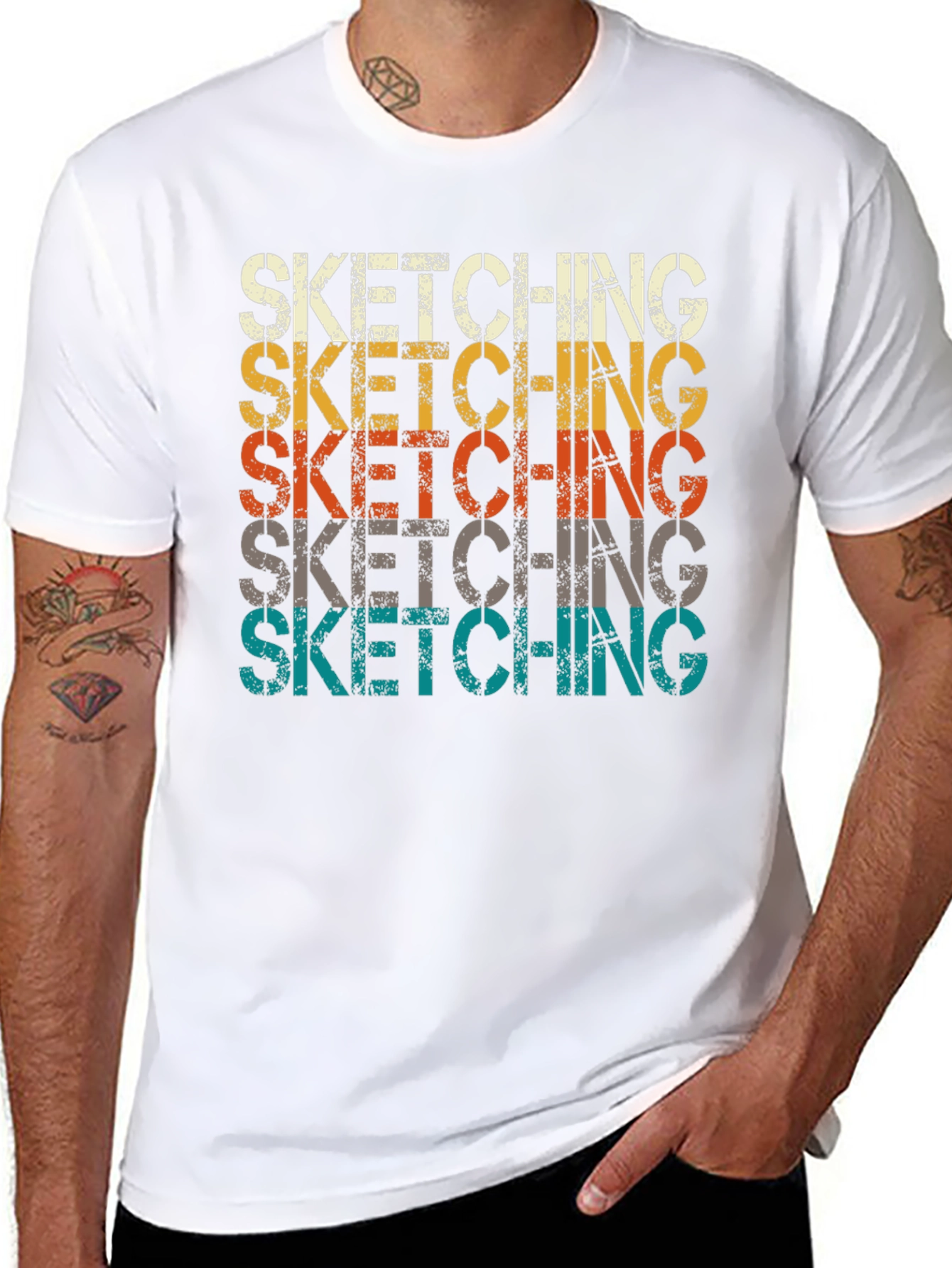 Sketching Graphic Tee - Retro Style