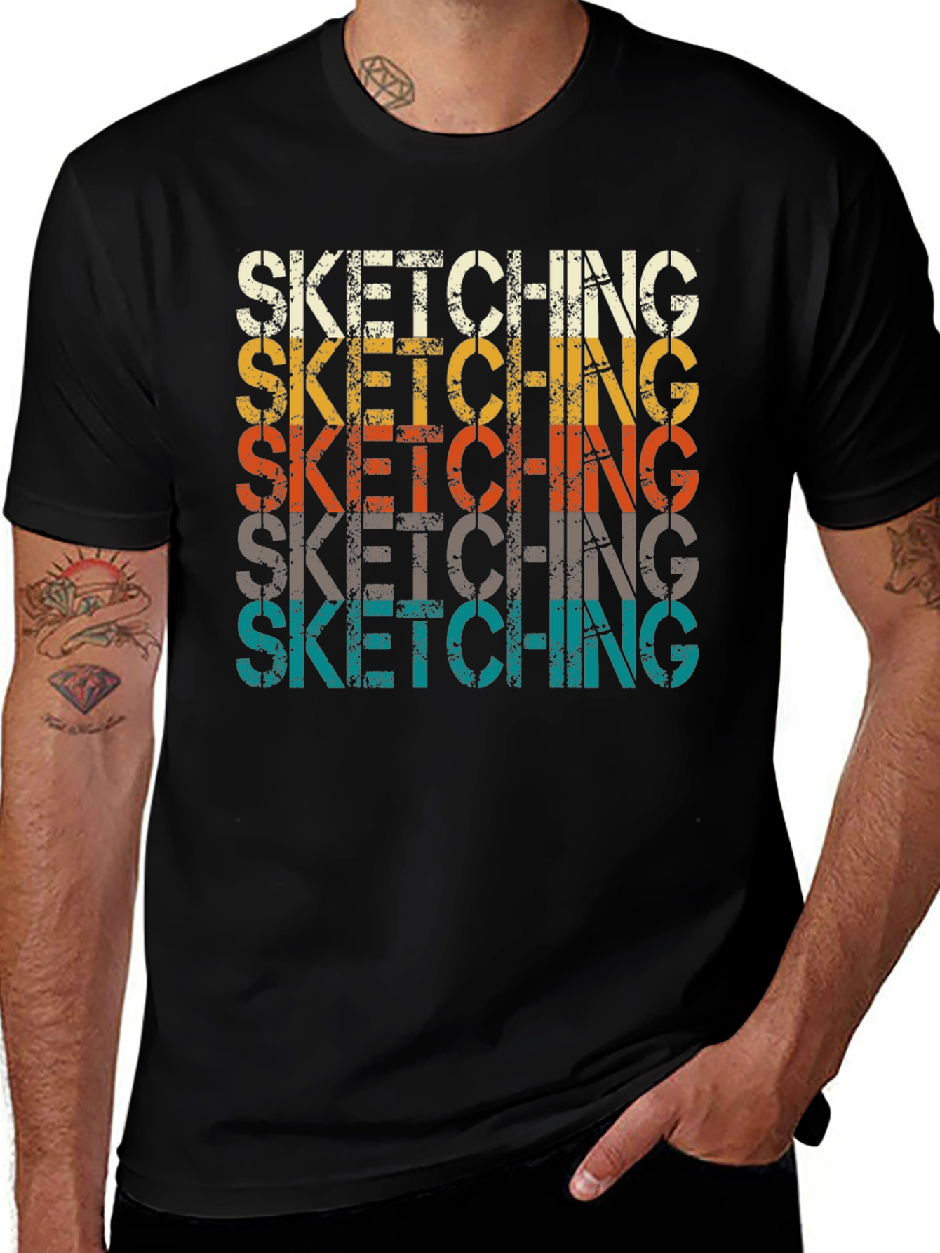 Sketching Graphic Tee - Retro Style