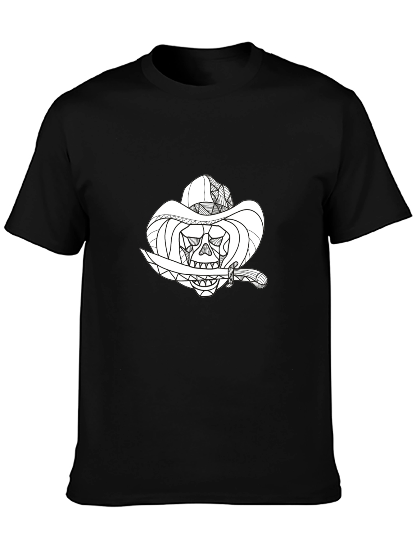 Black Skull Cowboy Graphic T-Shirt