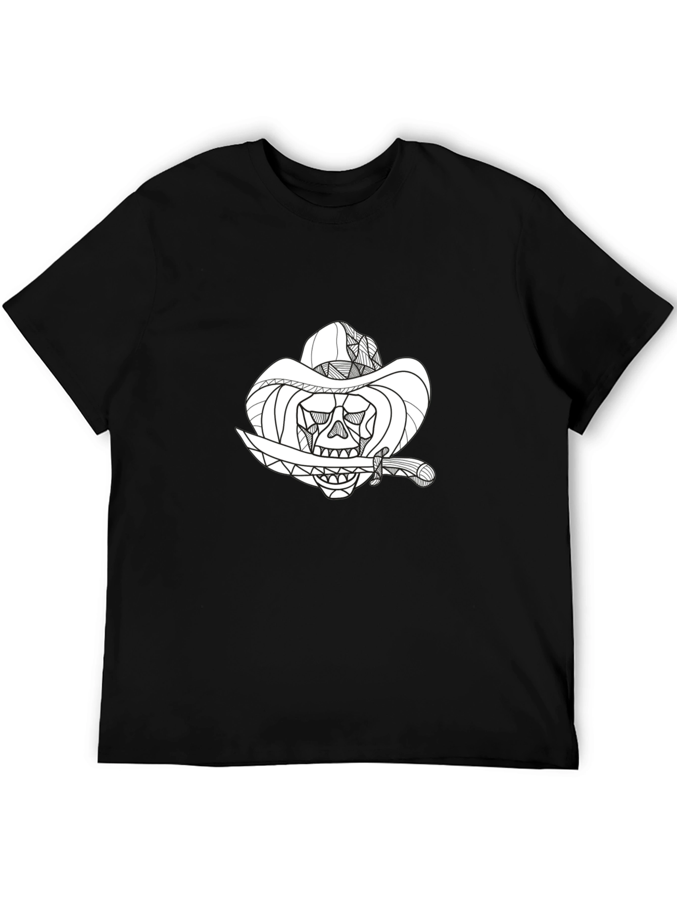 Black Skull Cowboy Graphic T-Shirt