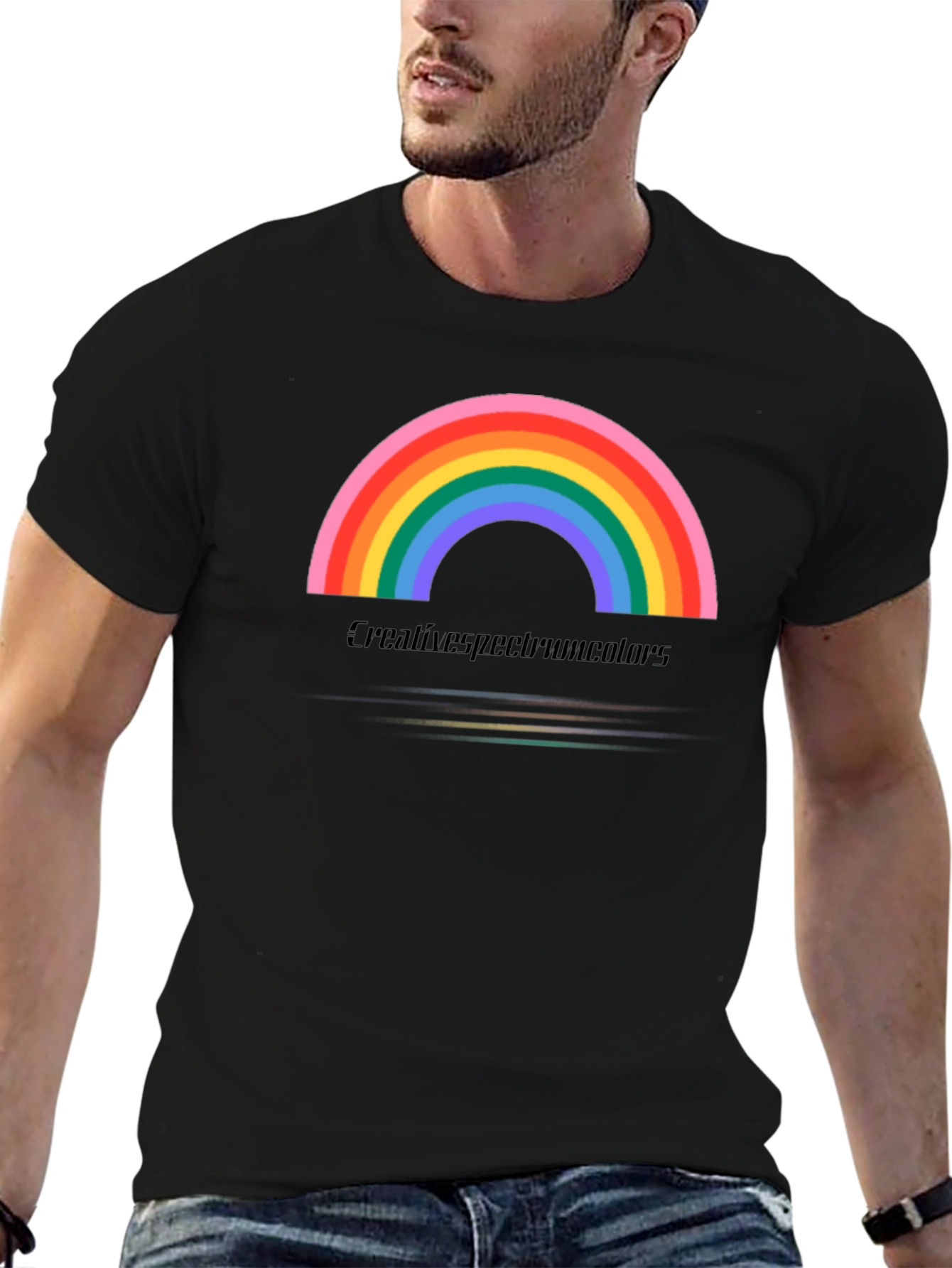 Rainbow Graphic Black Tee