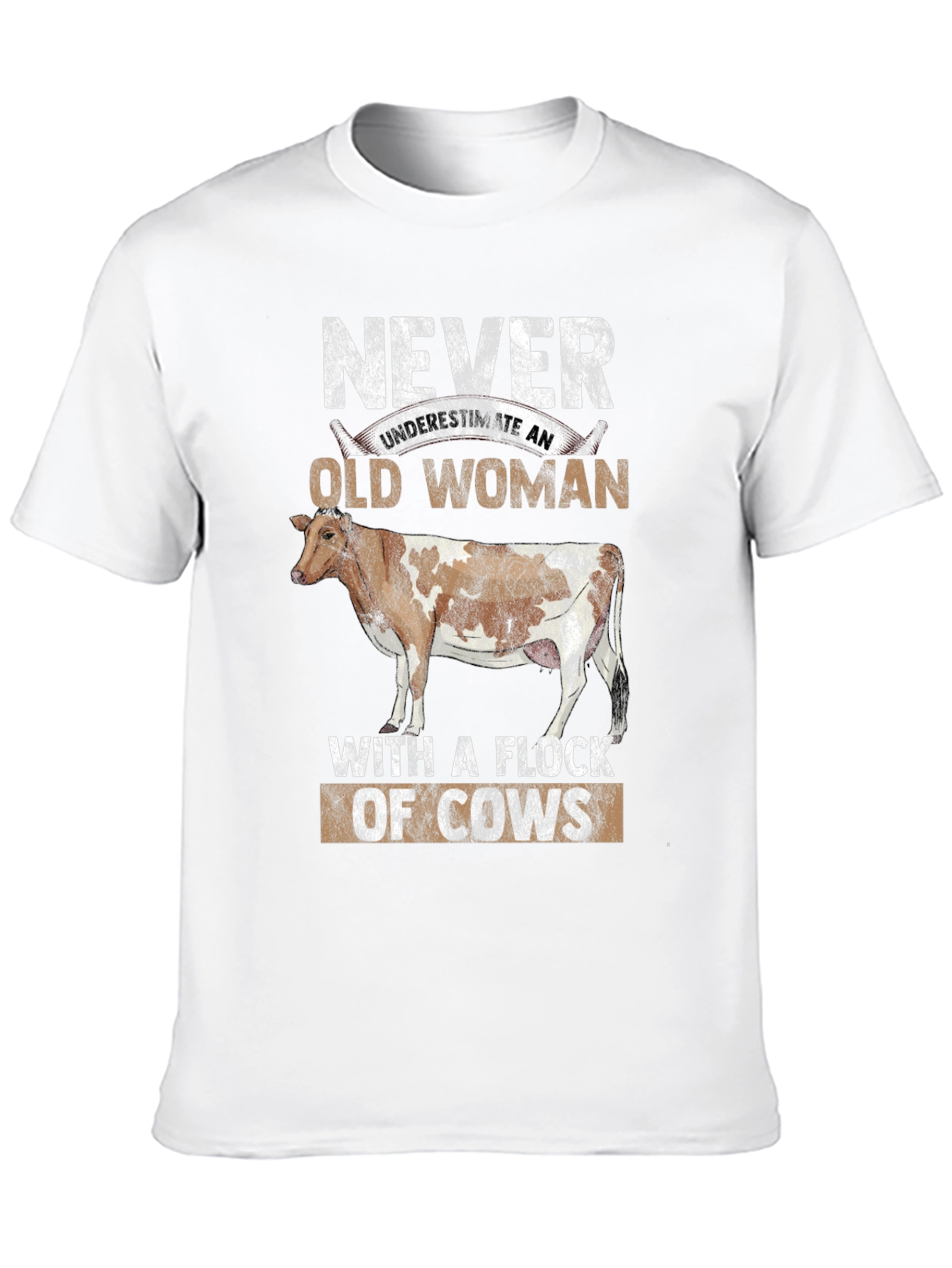 Never Underestimate Old Woman with Cows Graphic Tee