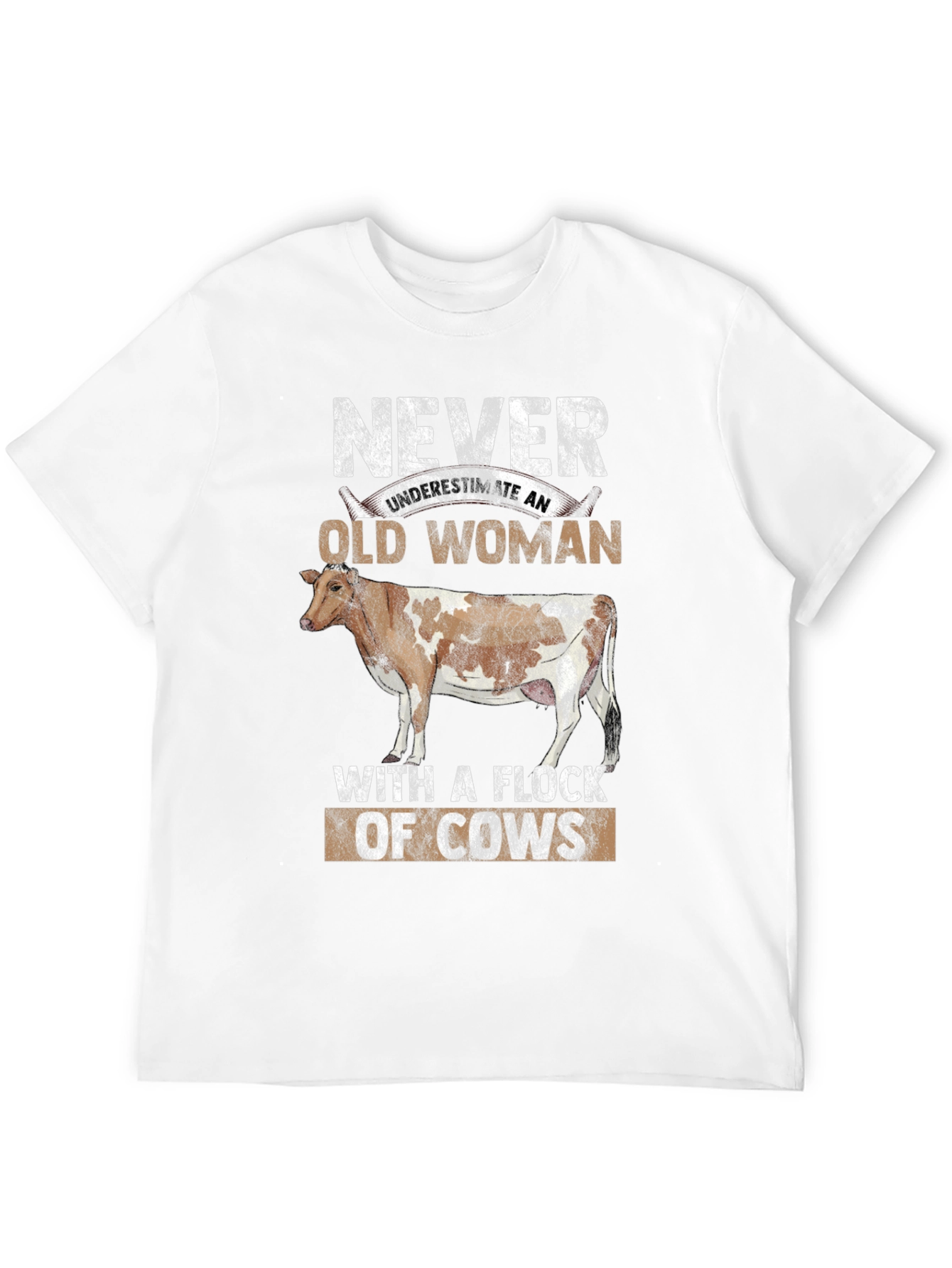 Never Underestimate Old Woman with Cows Graphic Tee
