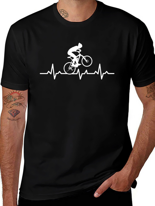 Cycling Heartbeat Graphic Tee - Black Cotton