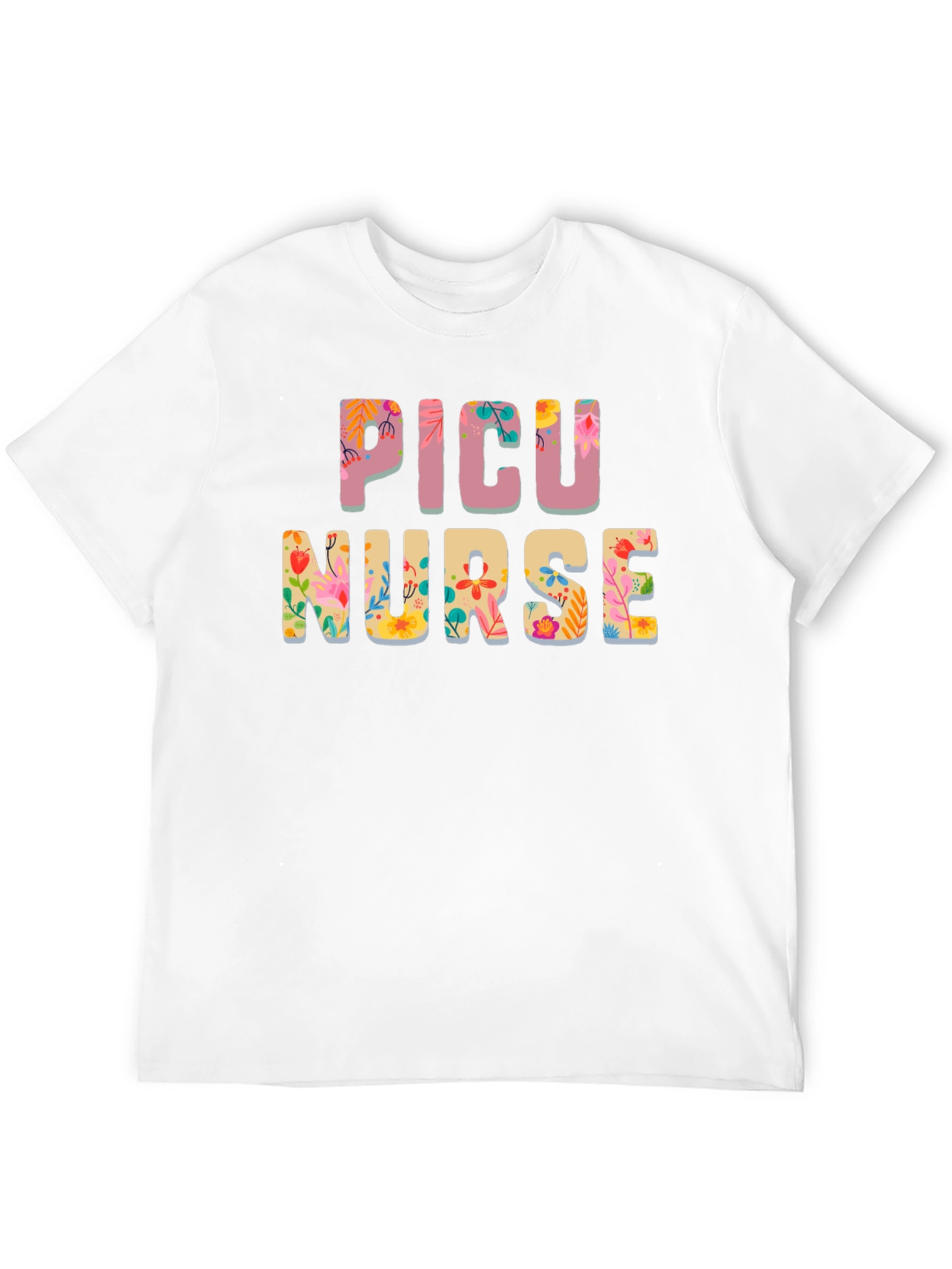 Floral PICU Nurse T-Shirt - Cute RN Apparel