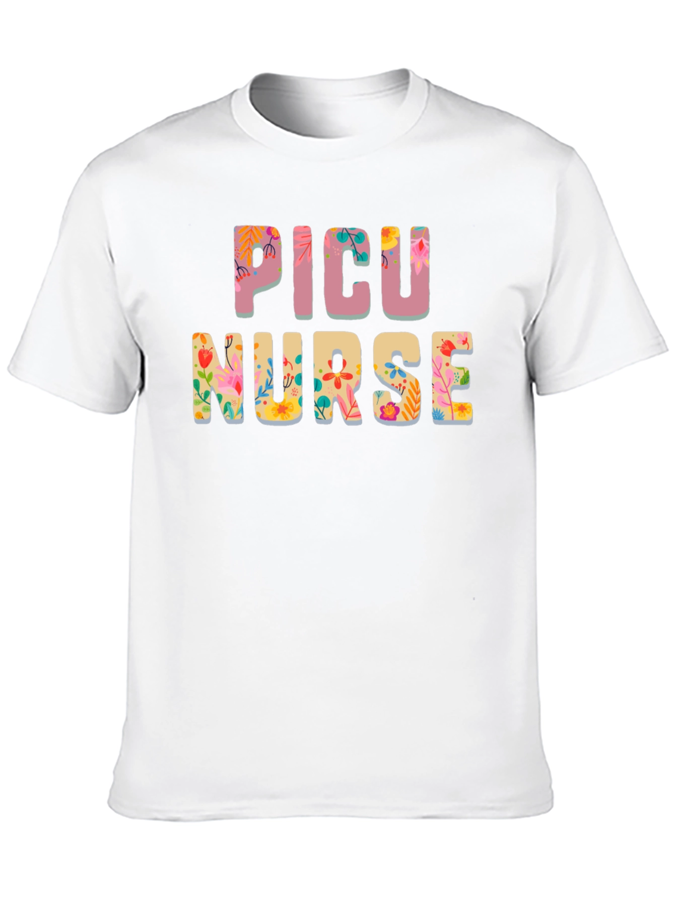 Floral PICU Nurse T-Shirt - Cute RN Apparel