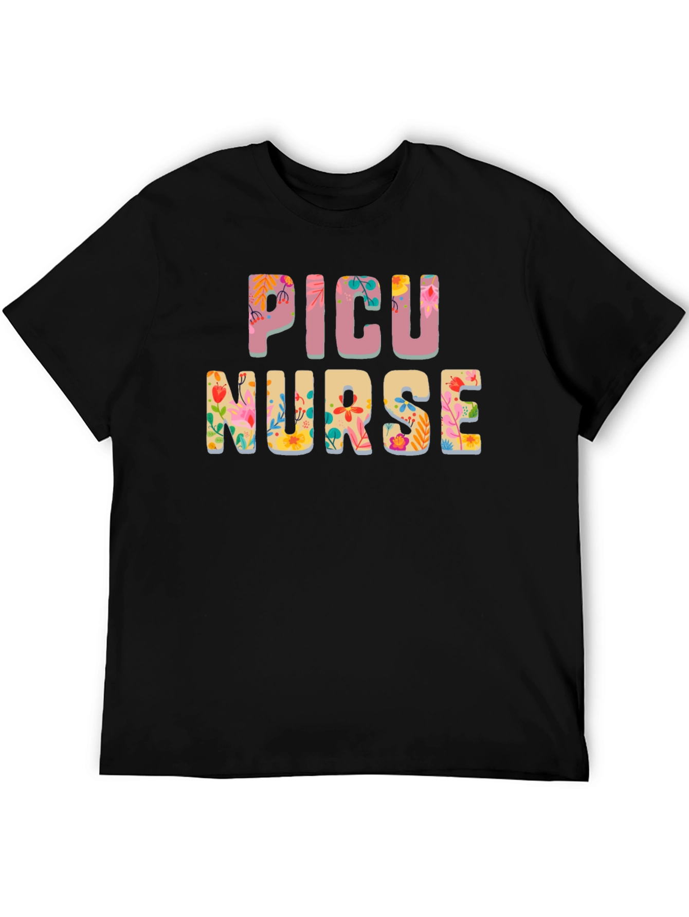 Floral PICU Nurse T-Shirt - Cute RN Apparel