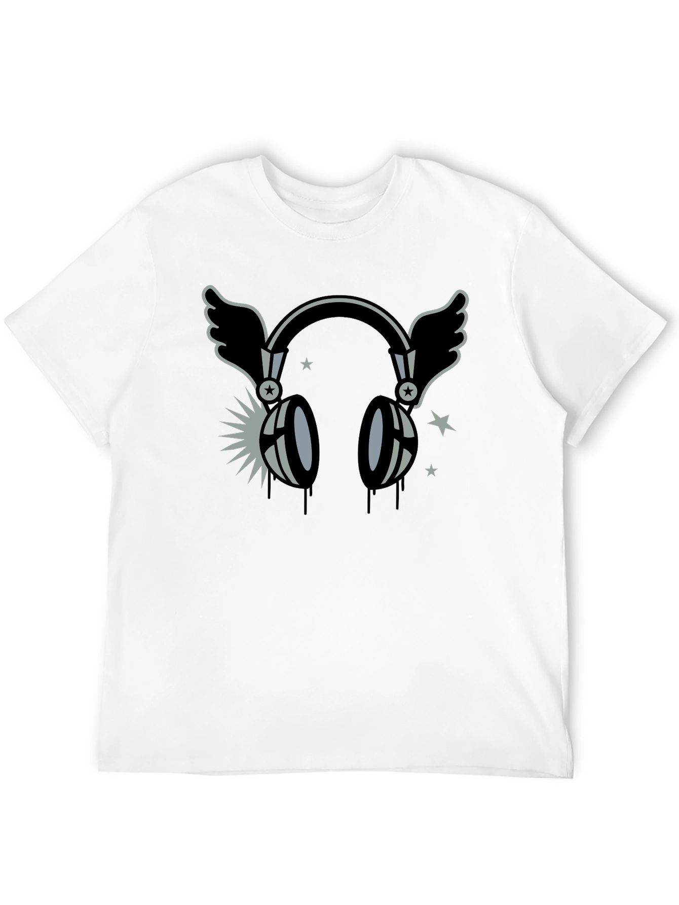 Winged Headphones Graphic T-Shirt - Black