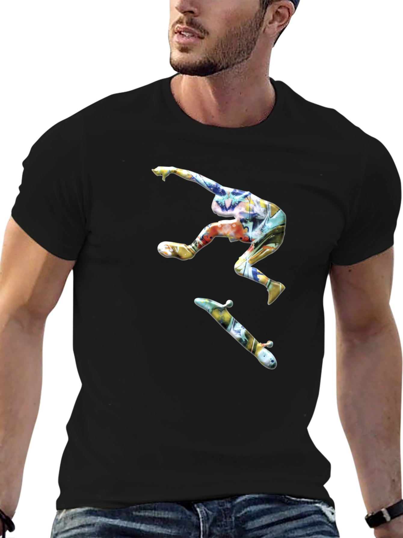 Skateboarder Graphic Black T-Shirt
