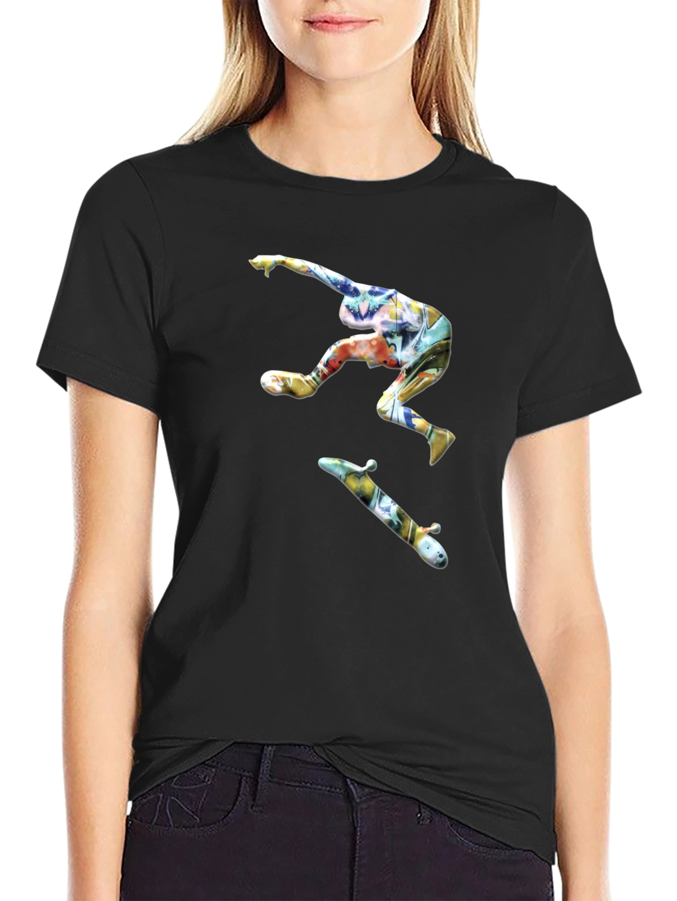 Skateboarder Graphic Black T-Shirt