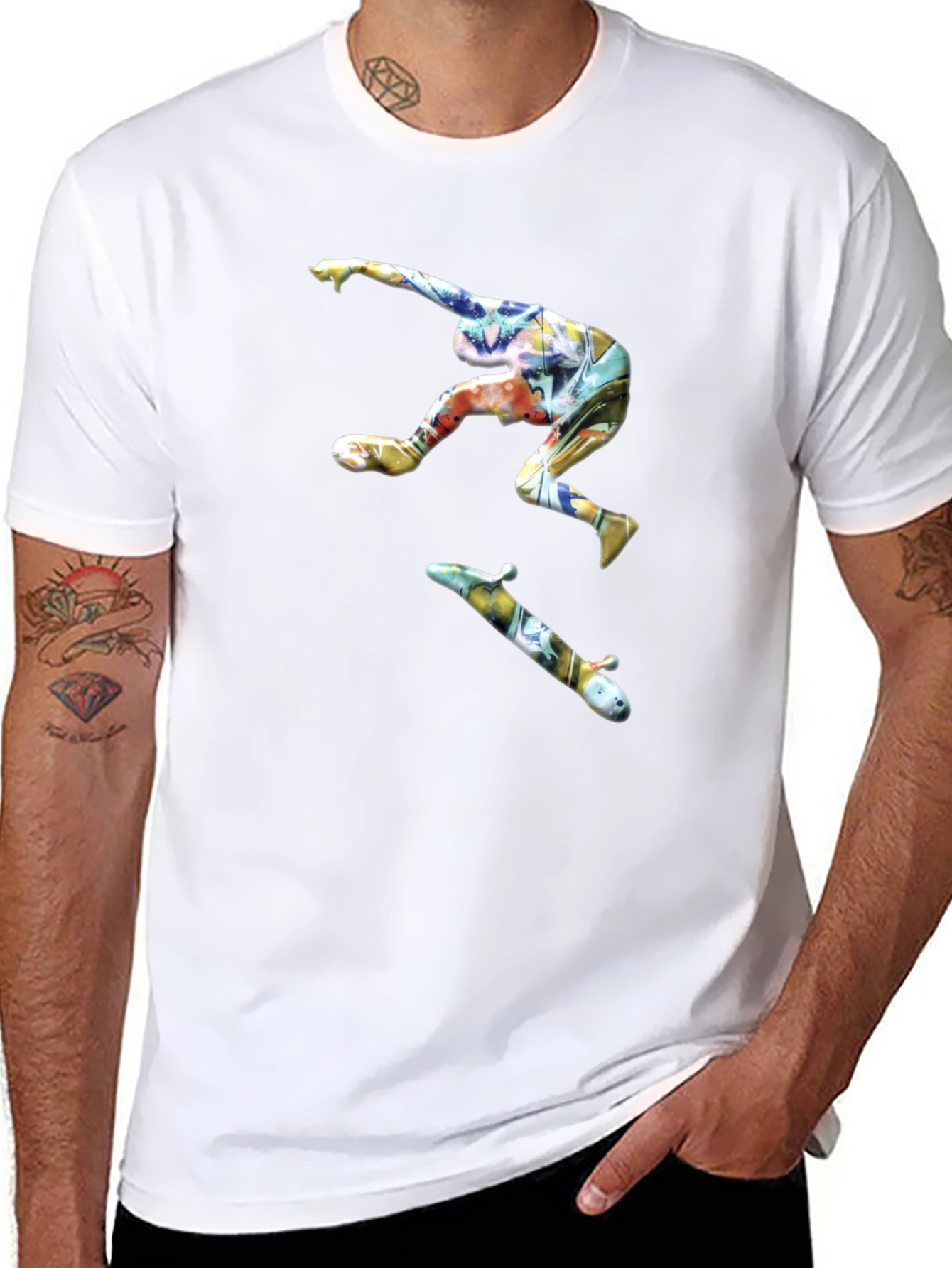 Skateboarder Graphic Black T-Shirt