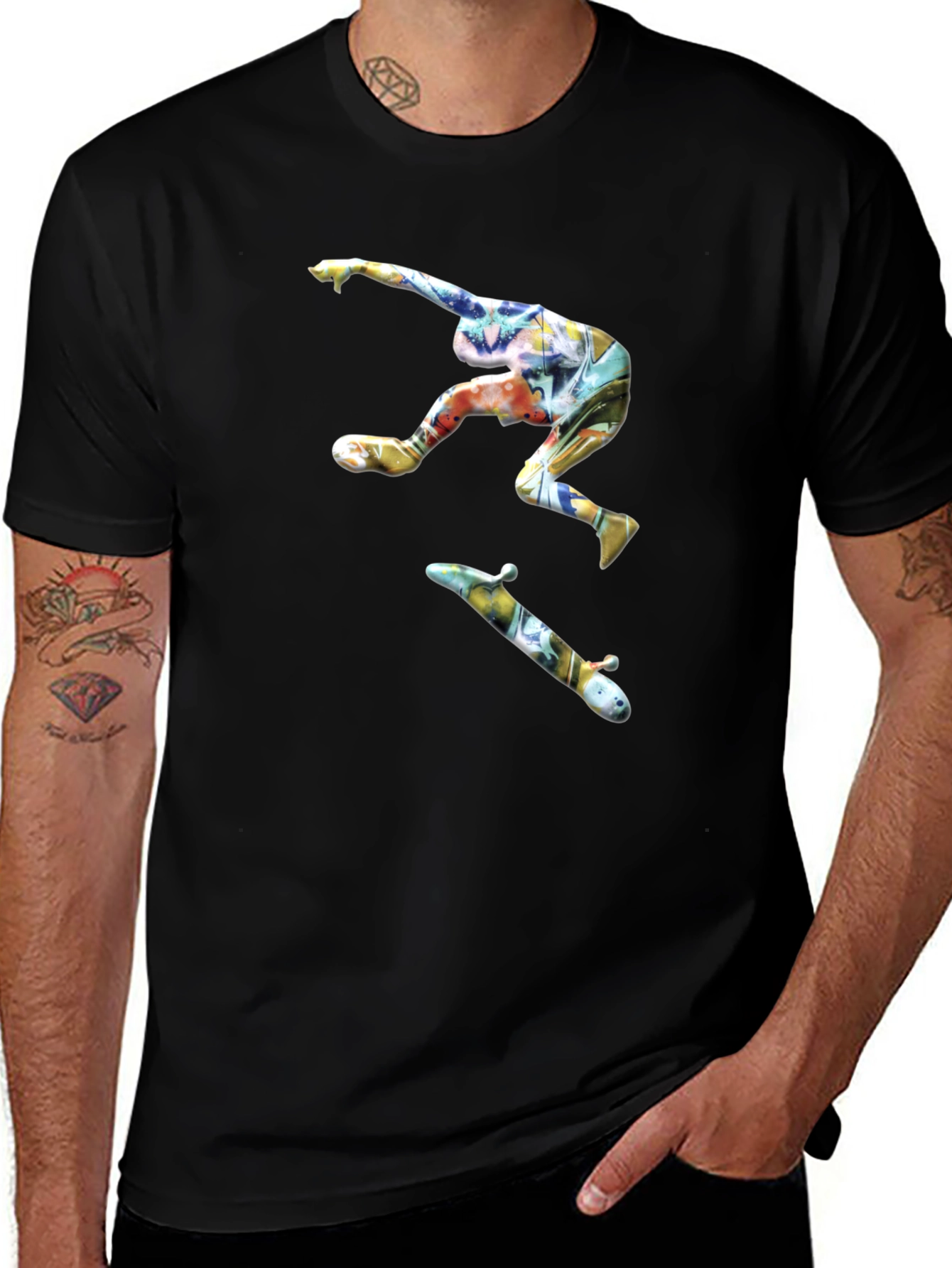 Skateboarder Graphic Black T-Shirt