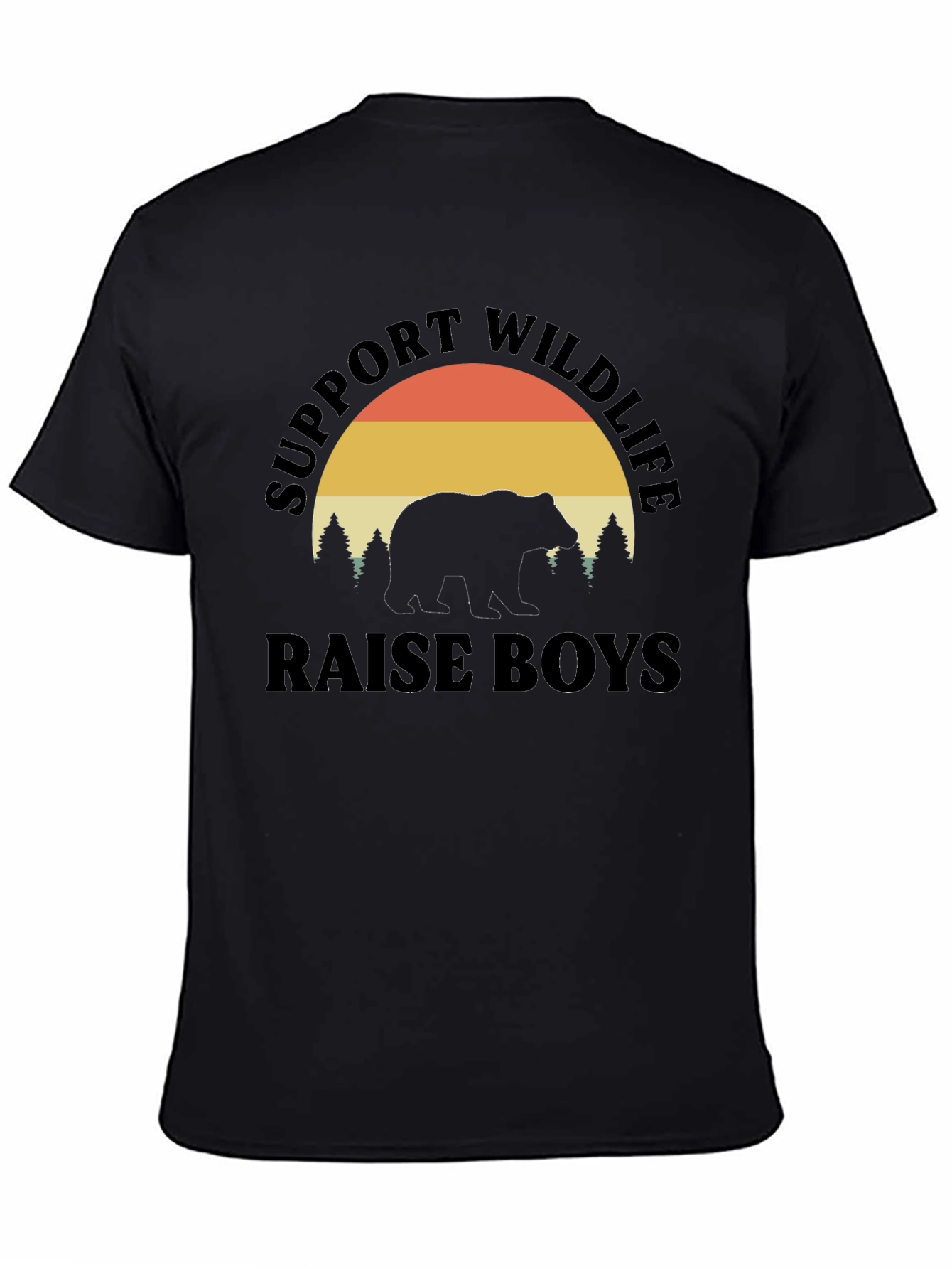 Support Wildlife Raise Boys Black T-Shirt