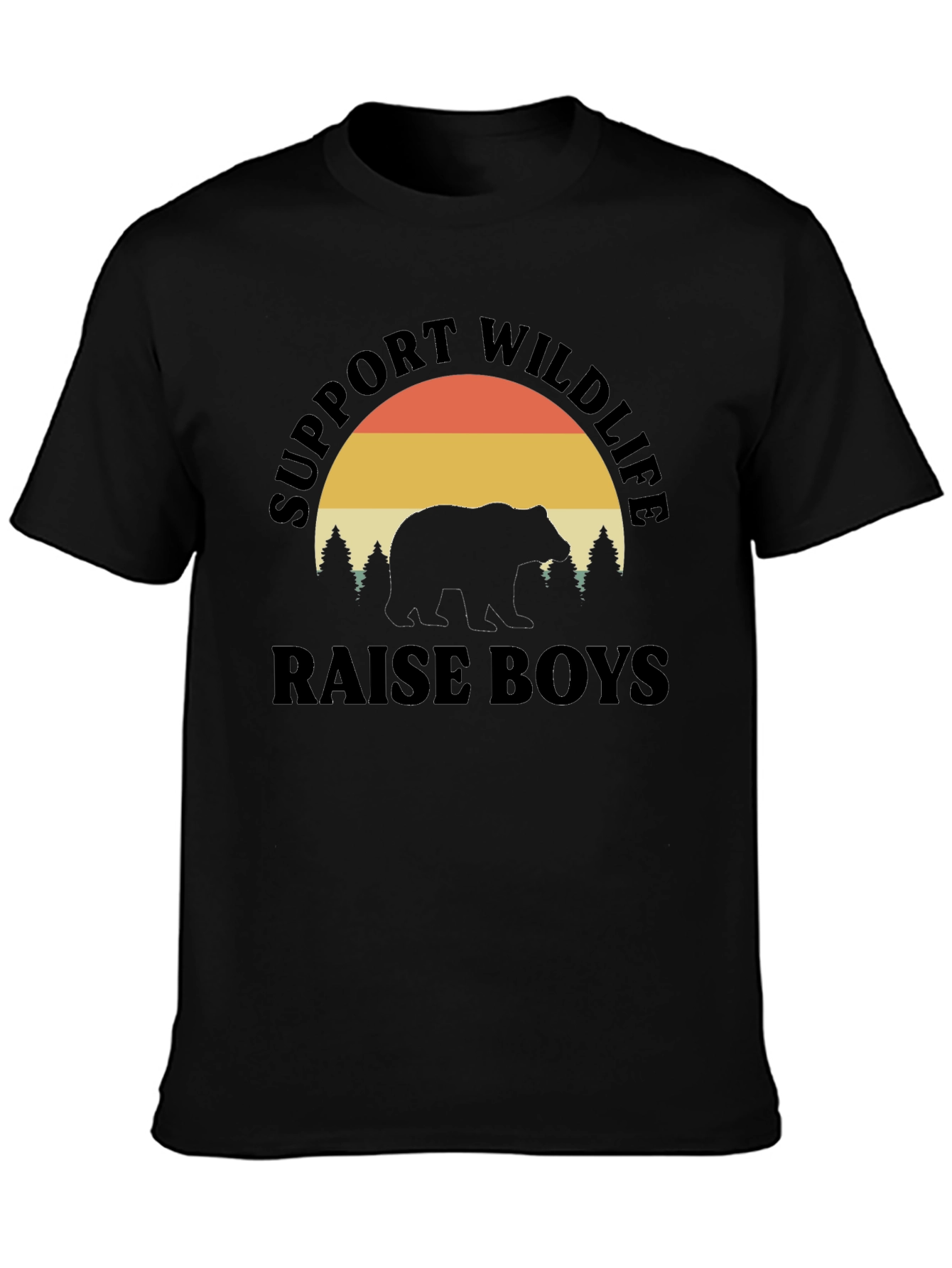 Support Wildlife Raise Boys Black T-Shirt