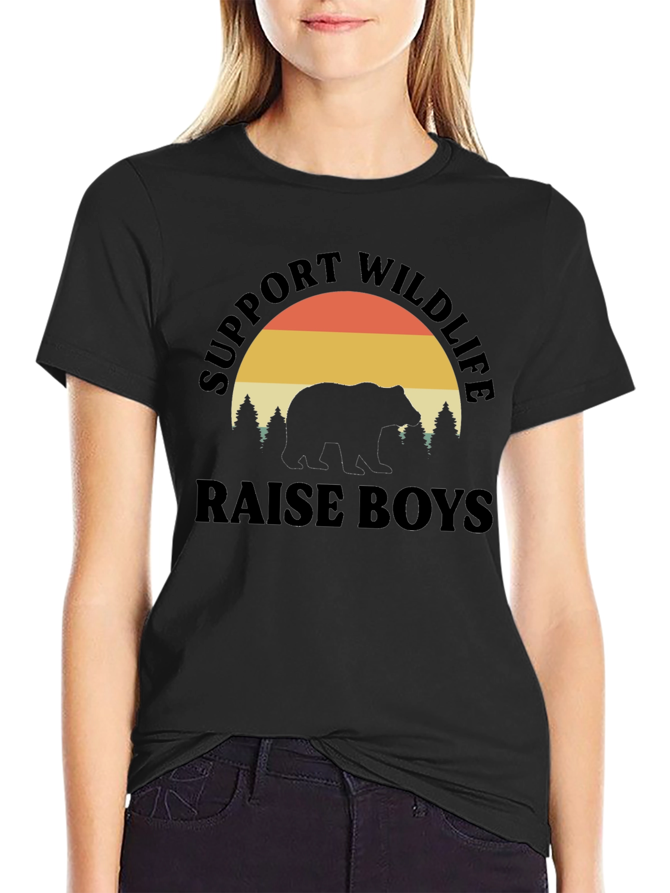 Support Wildlife Raise Boys Black T-Shirt