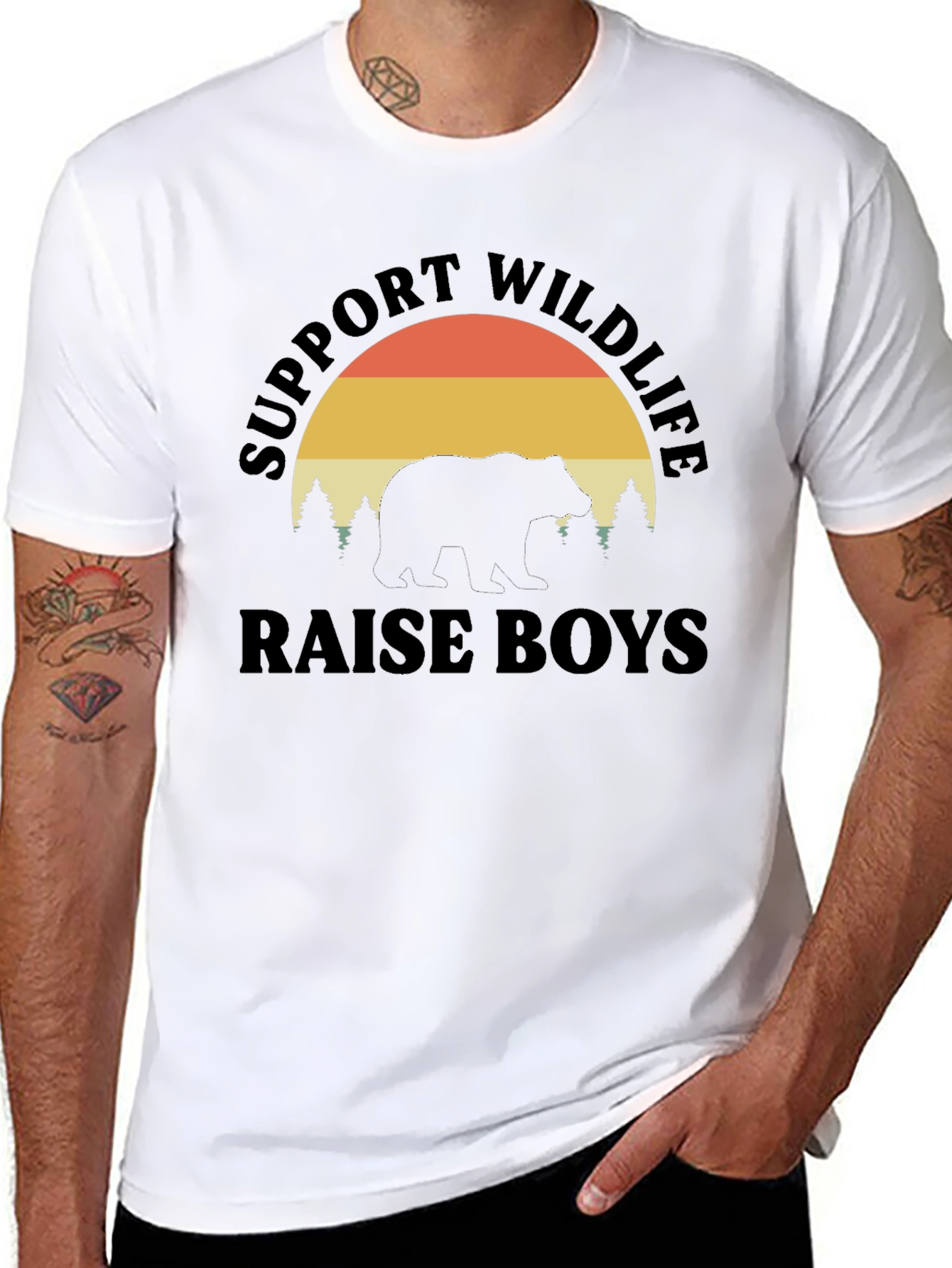 Support Wildlife Raise Boys Black T-Shirt