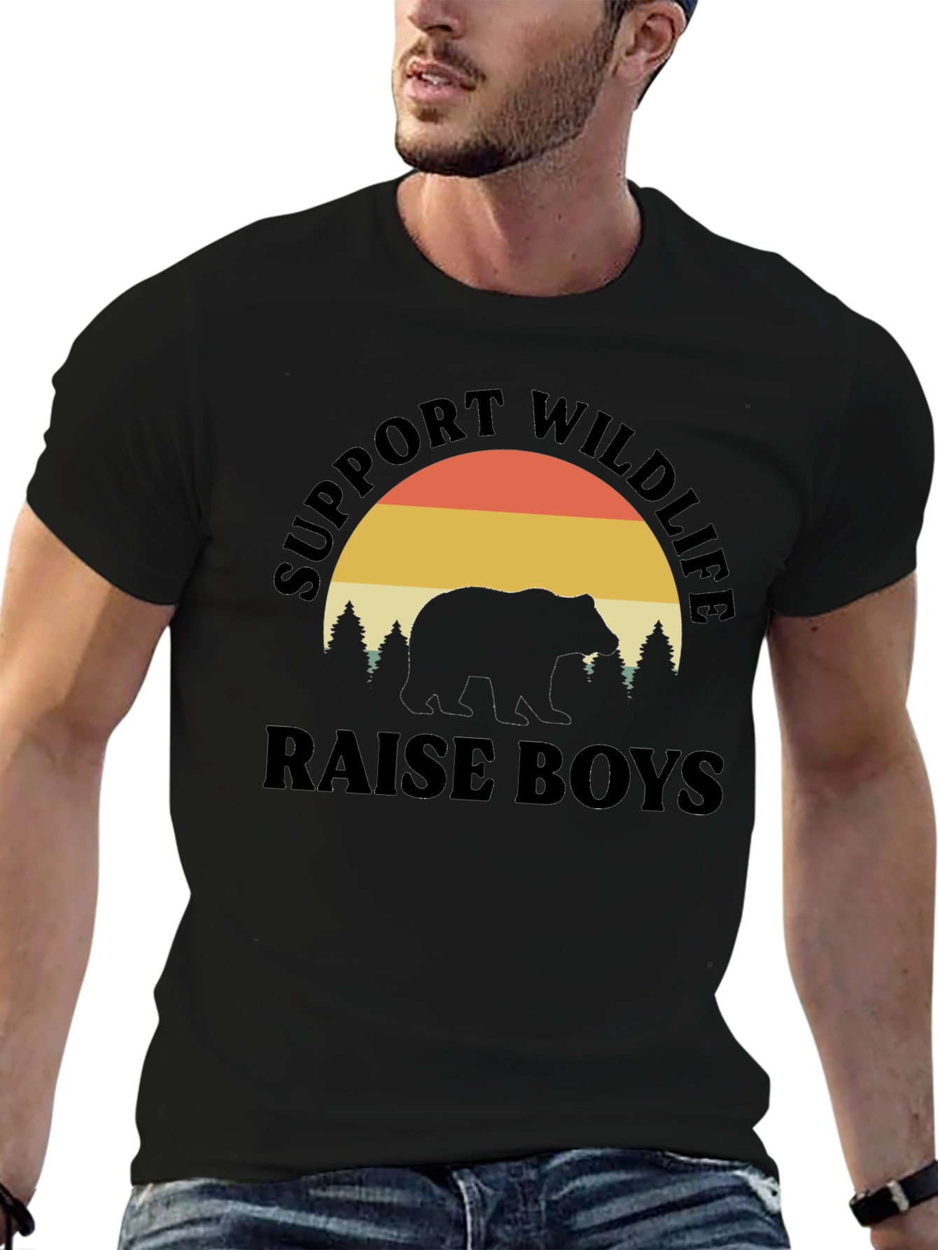 Support Wildlife Raise Boys Black T-Shirt