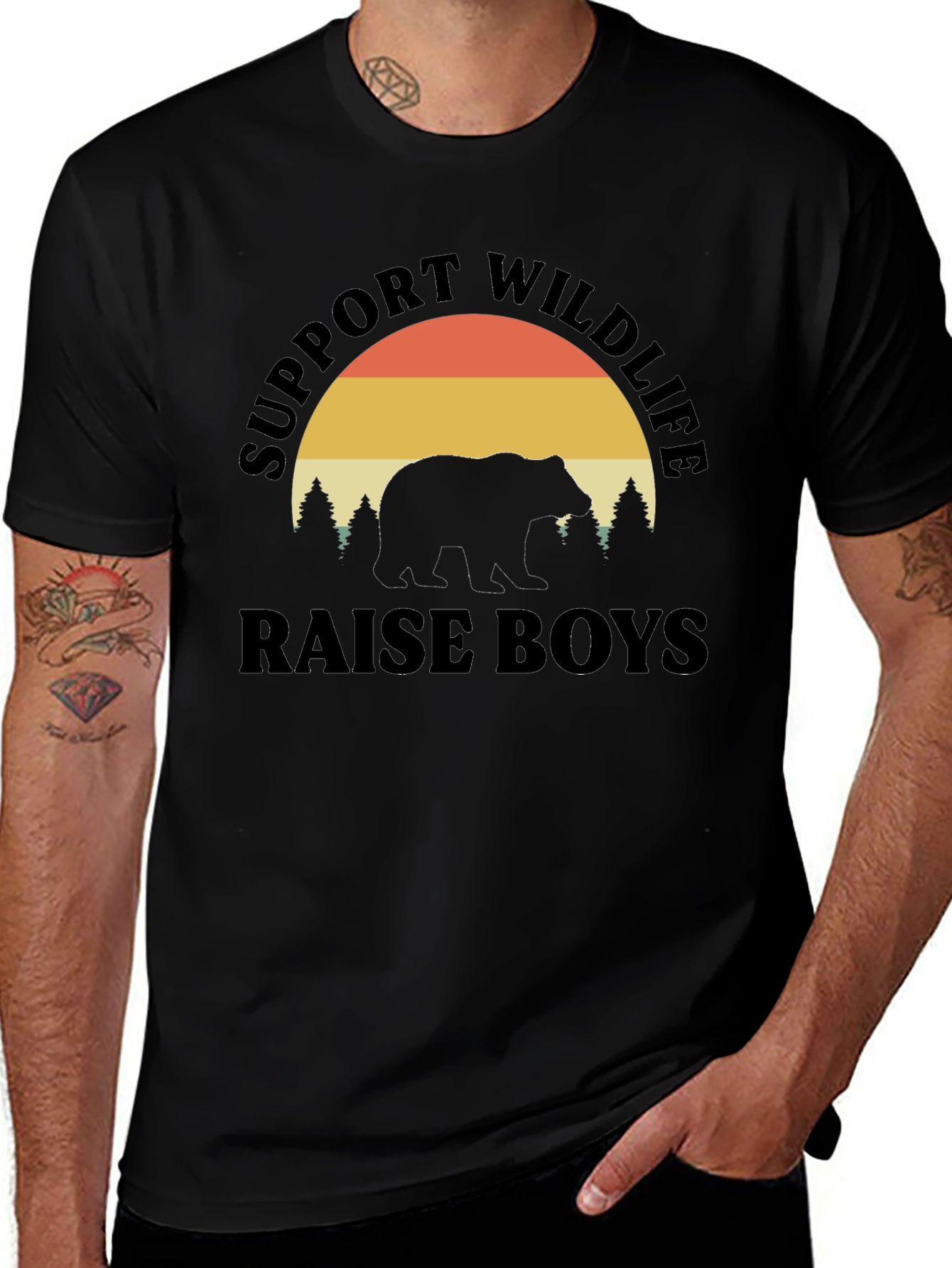 Support Wildlife Raise Boys Black T-Shirt