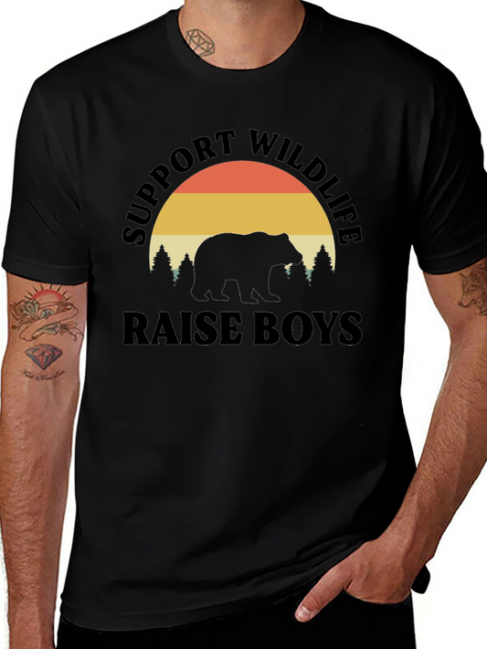 Support Wildlife Raise Boys Black T-Shirt