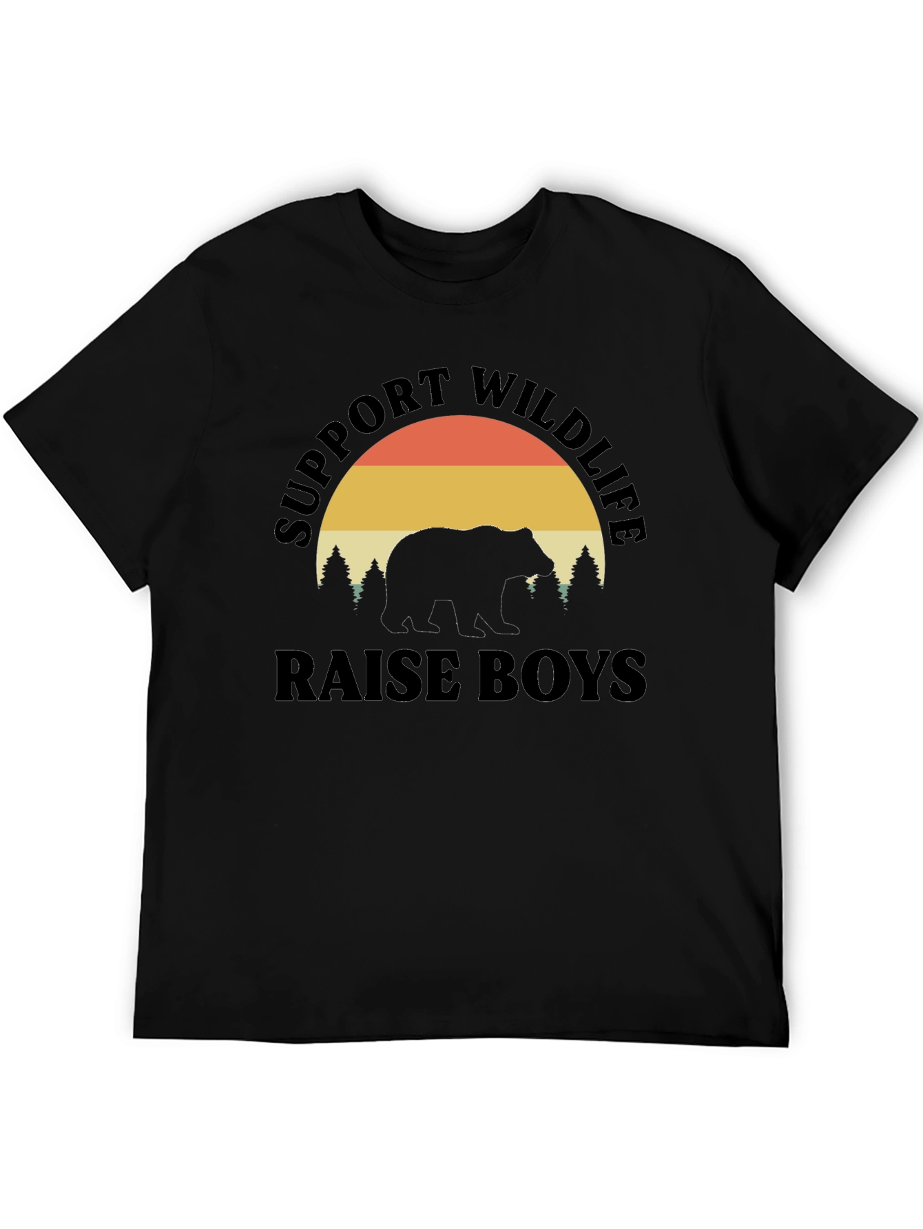 Support Wildlife Raise Boys Black T-Shirt