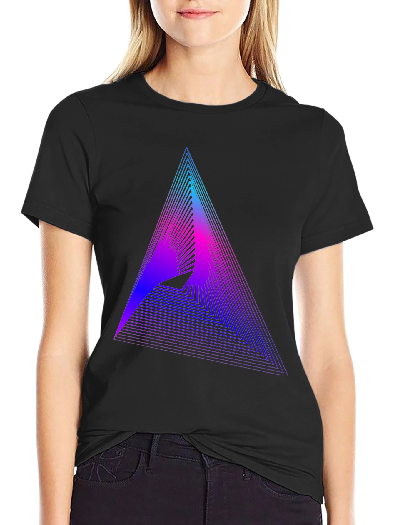 Geometric Gradient Triangle Tee - Modern Graphic T-Shirt